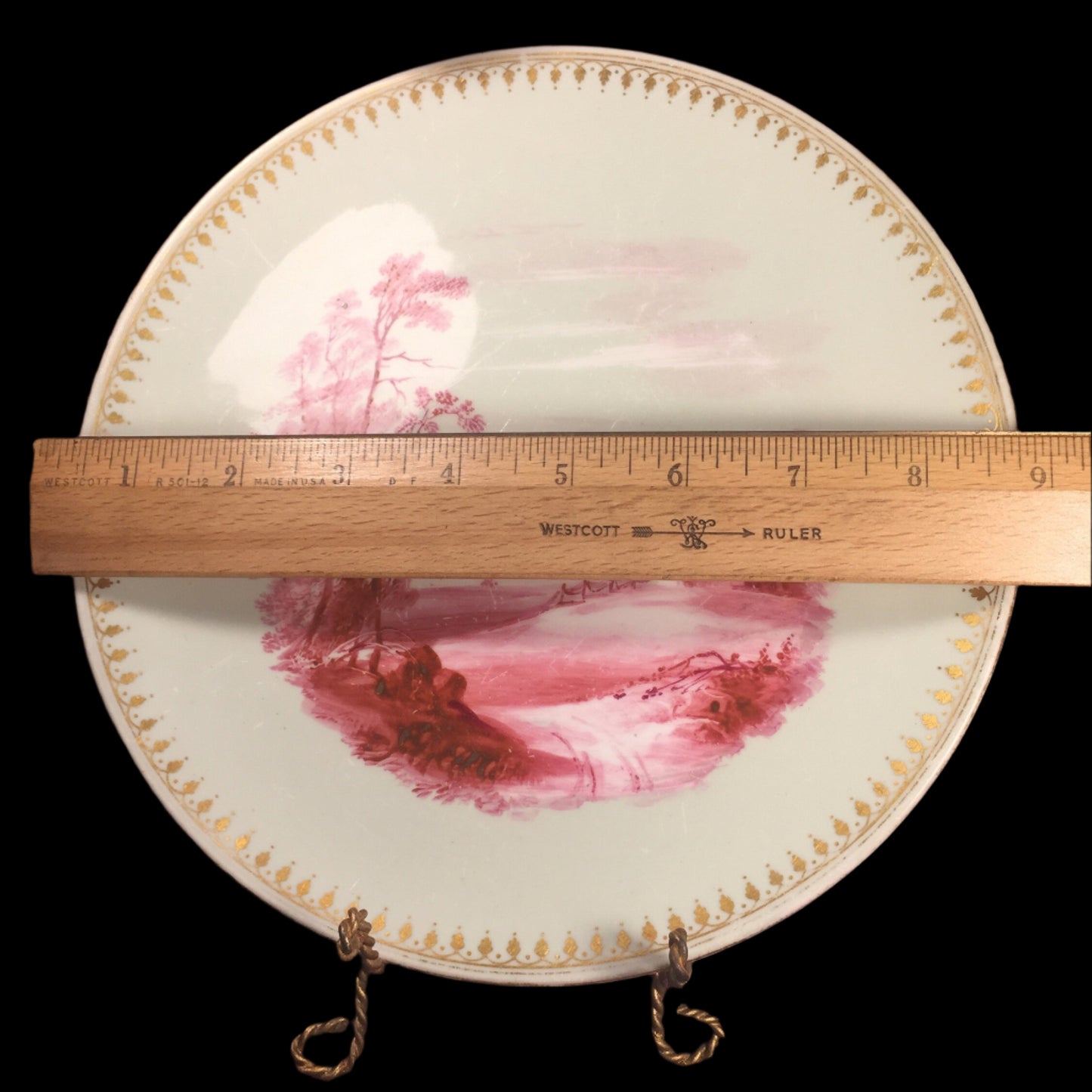 Unique Antique Hand Painted Plate with Landscape