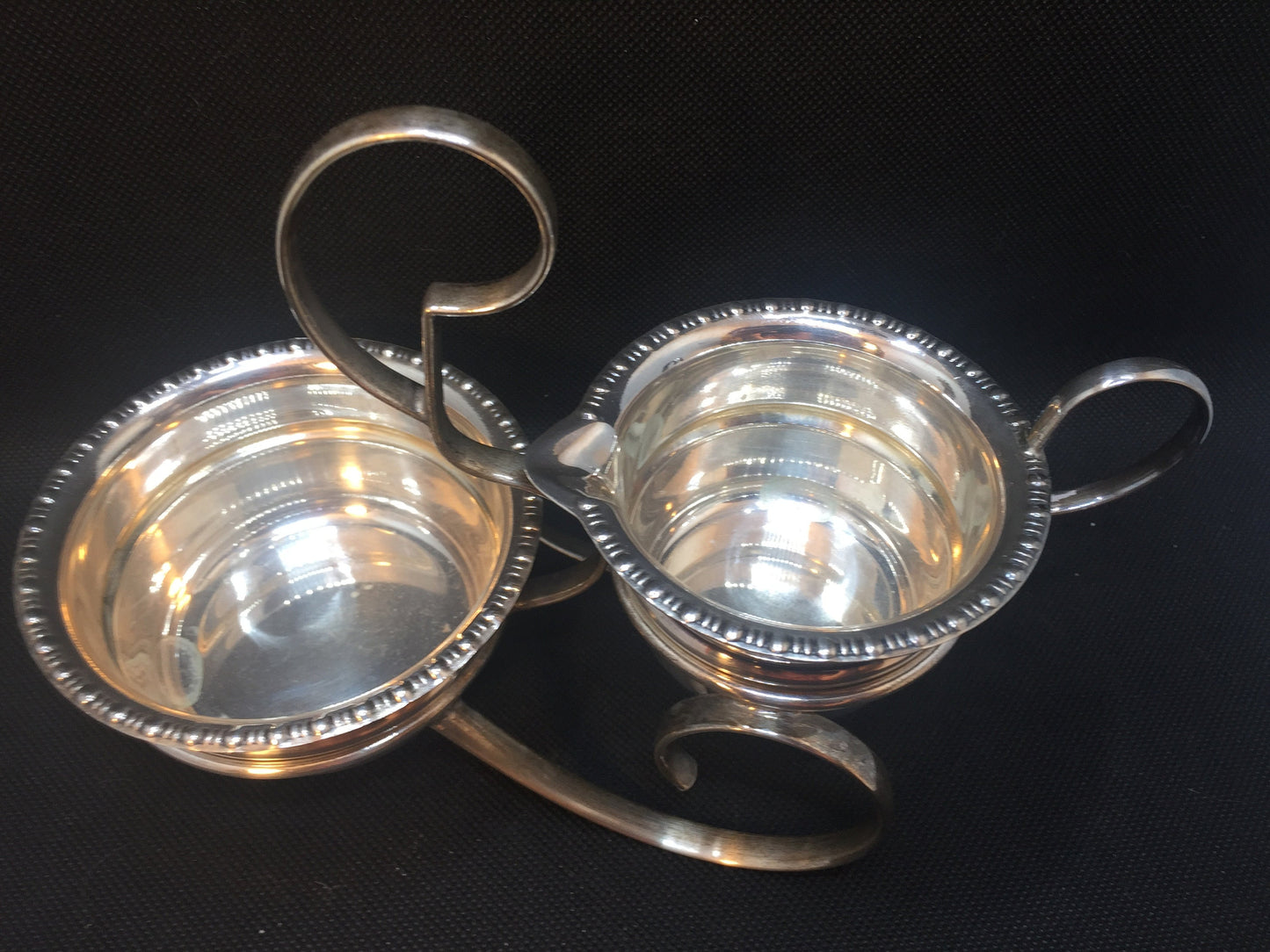 Cheltenham England Silver-plate Sugar and Creamer in Stand