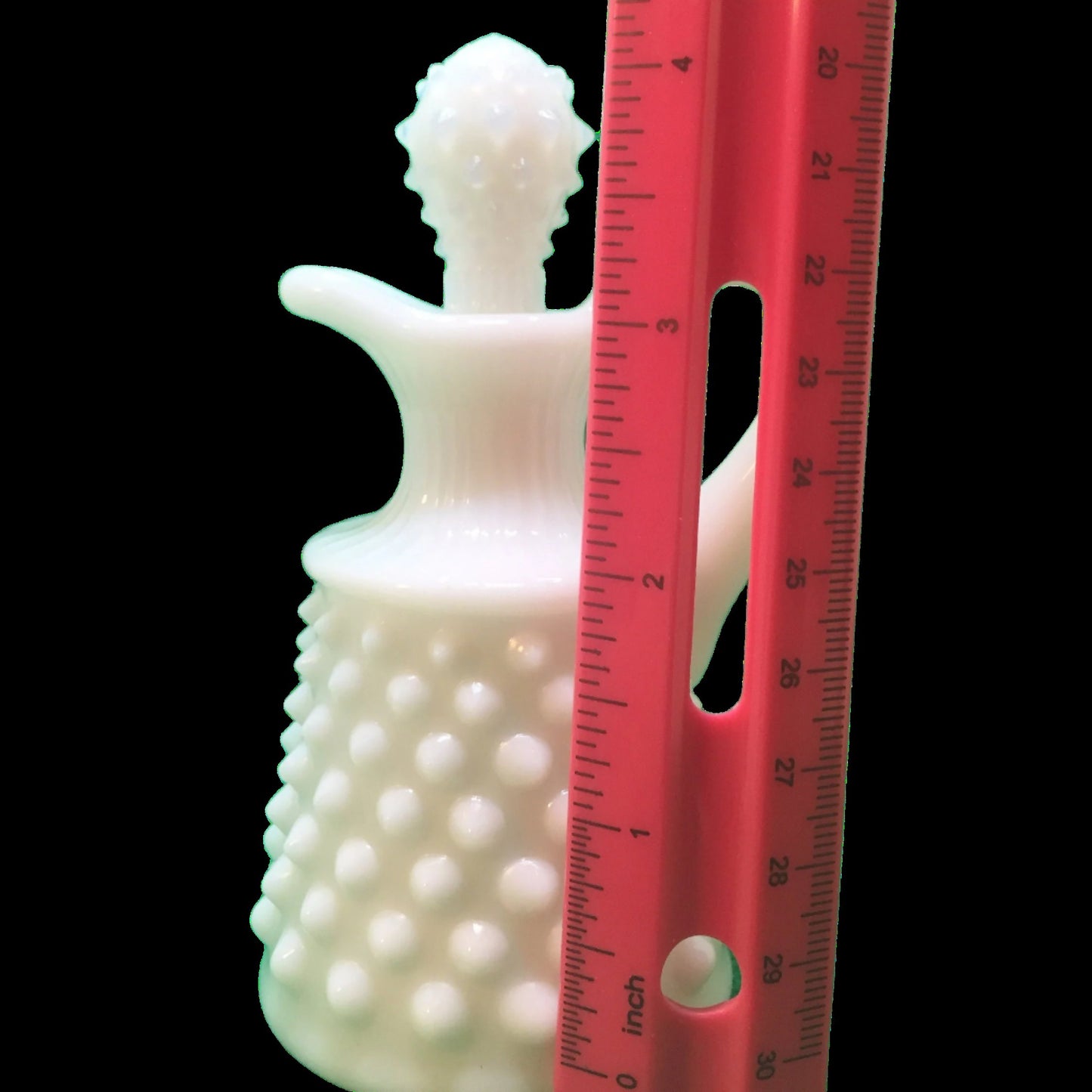 Little Hobnail Milk glass Cruet with Stopper