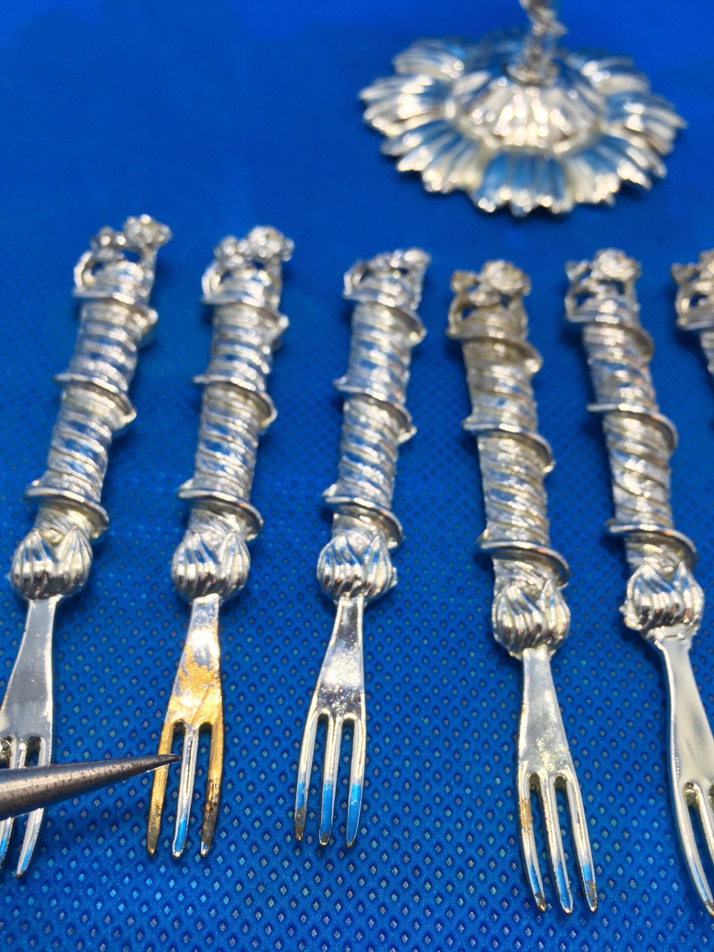 Metal Vintage Cocktail Forks with Stand