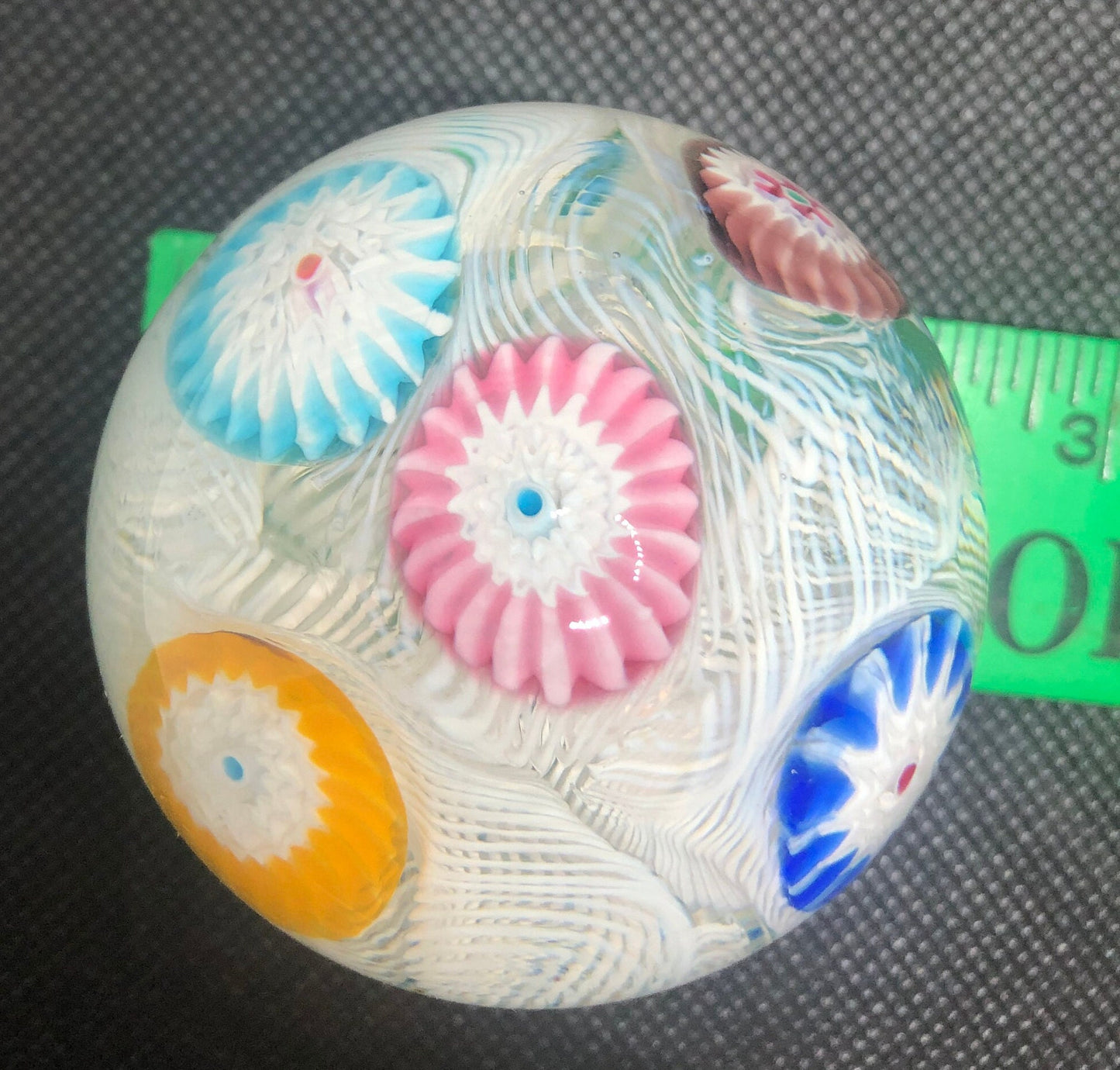 Eye Catching Spaced Millefiori Paperweight