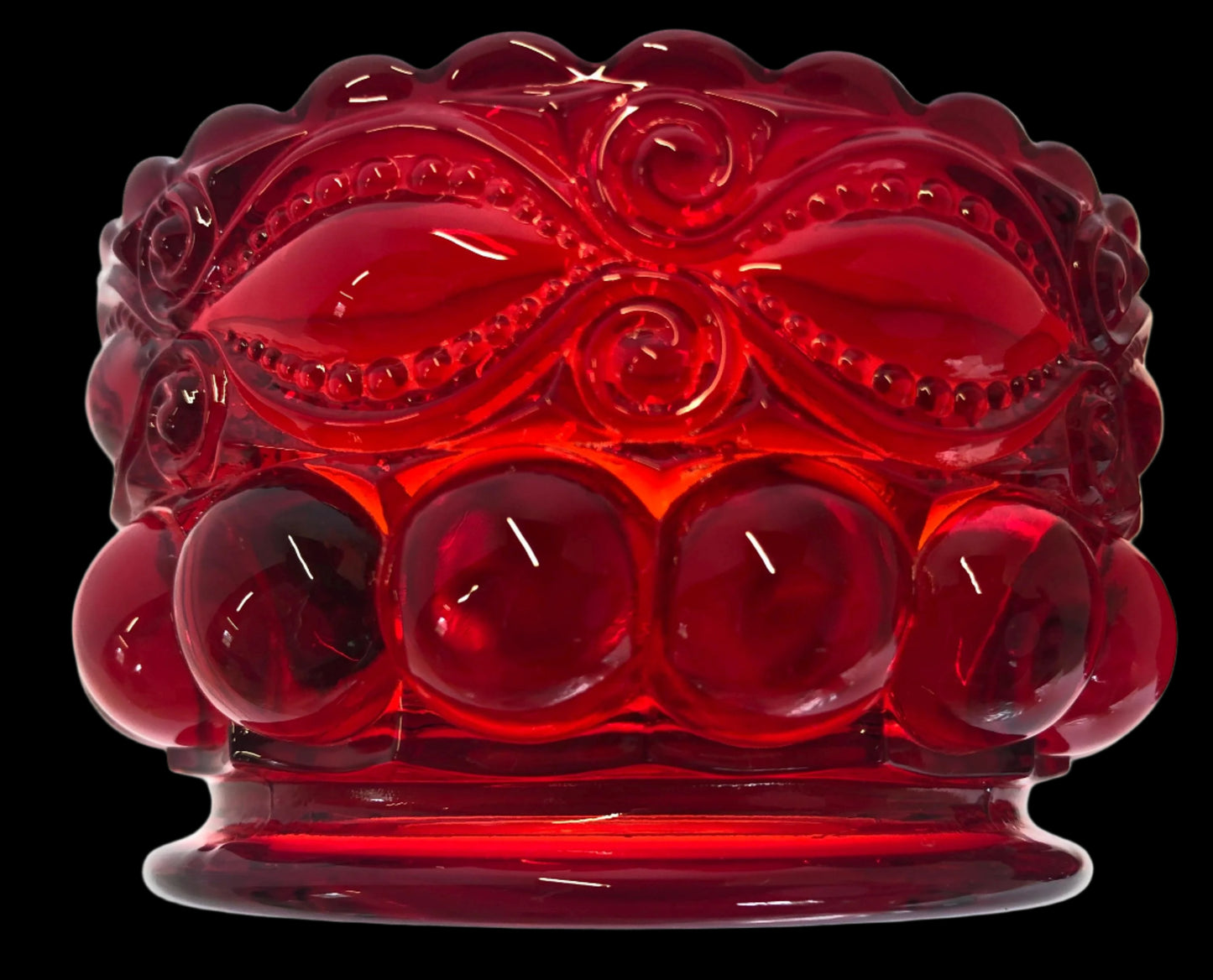 Old fashioned glass bowl by Mosher or LG Wright in the eyewinker pattern.