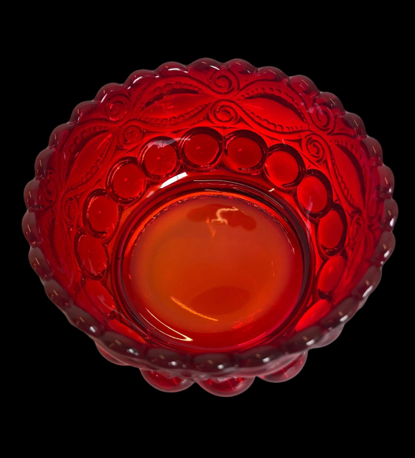 Vintage Ruby Glass Eyewinker Pattern Bowls Set of Four