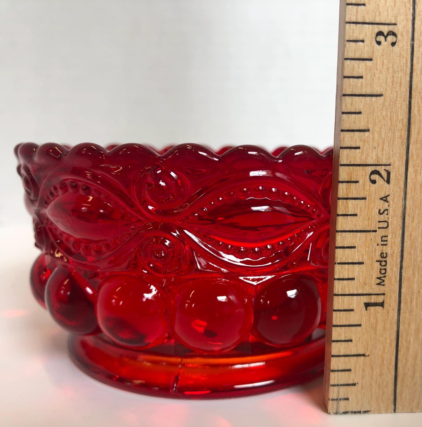 Vintage Ruby Glass Eyewinker Pattern Bowls Set of Four