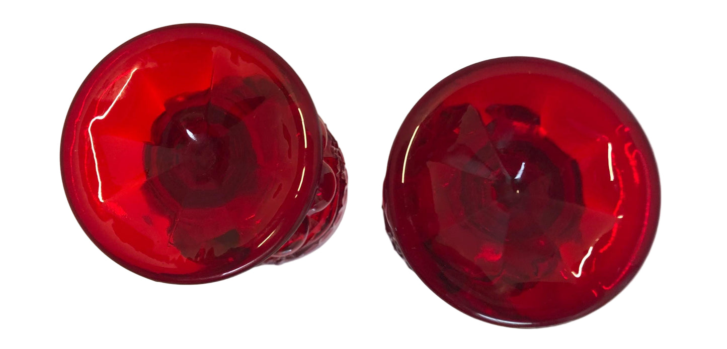 Set of two Ruby Glass Eyewinker goblets.