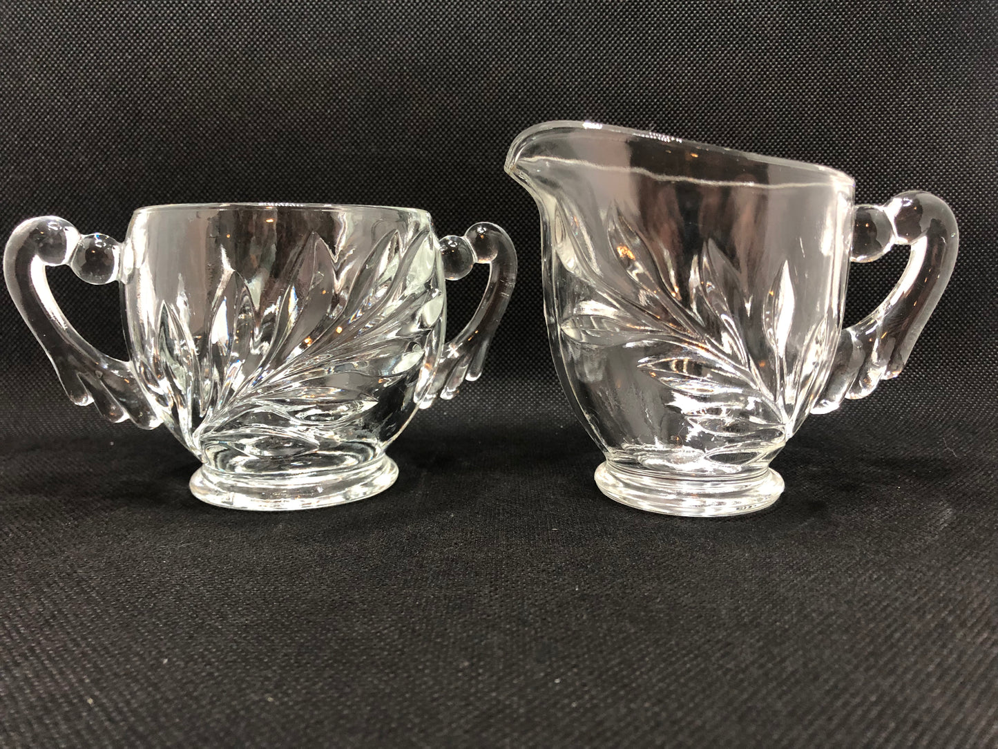 Pressed Glass Sugar & Creamer