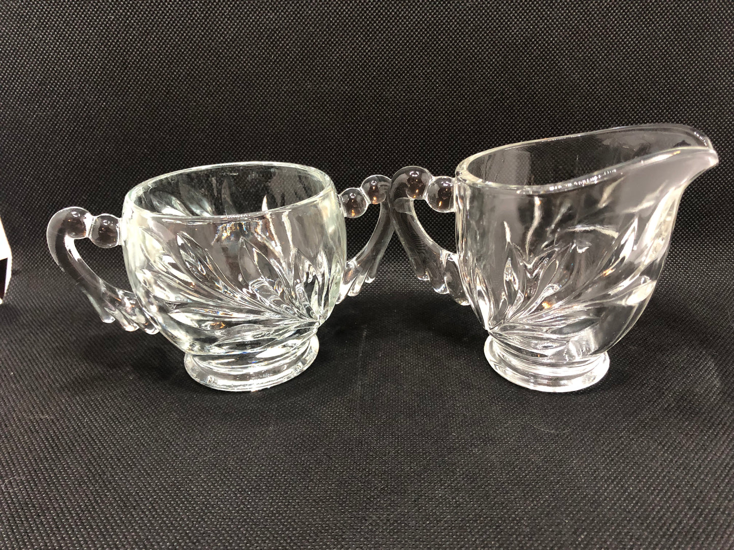 Pressed Glass Sugar & Creamer