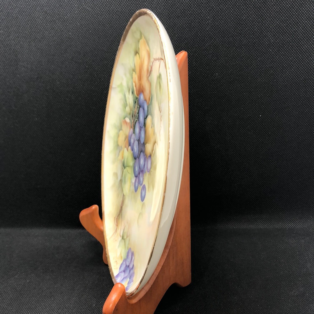 porcelain plate hand painted grapes side view 2
