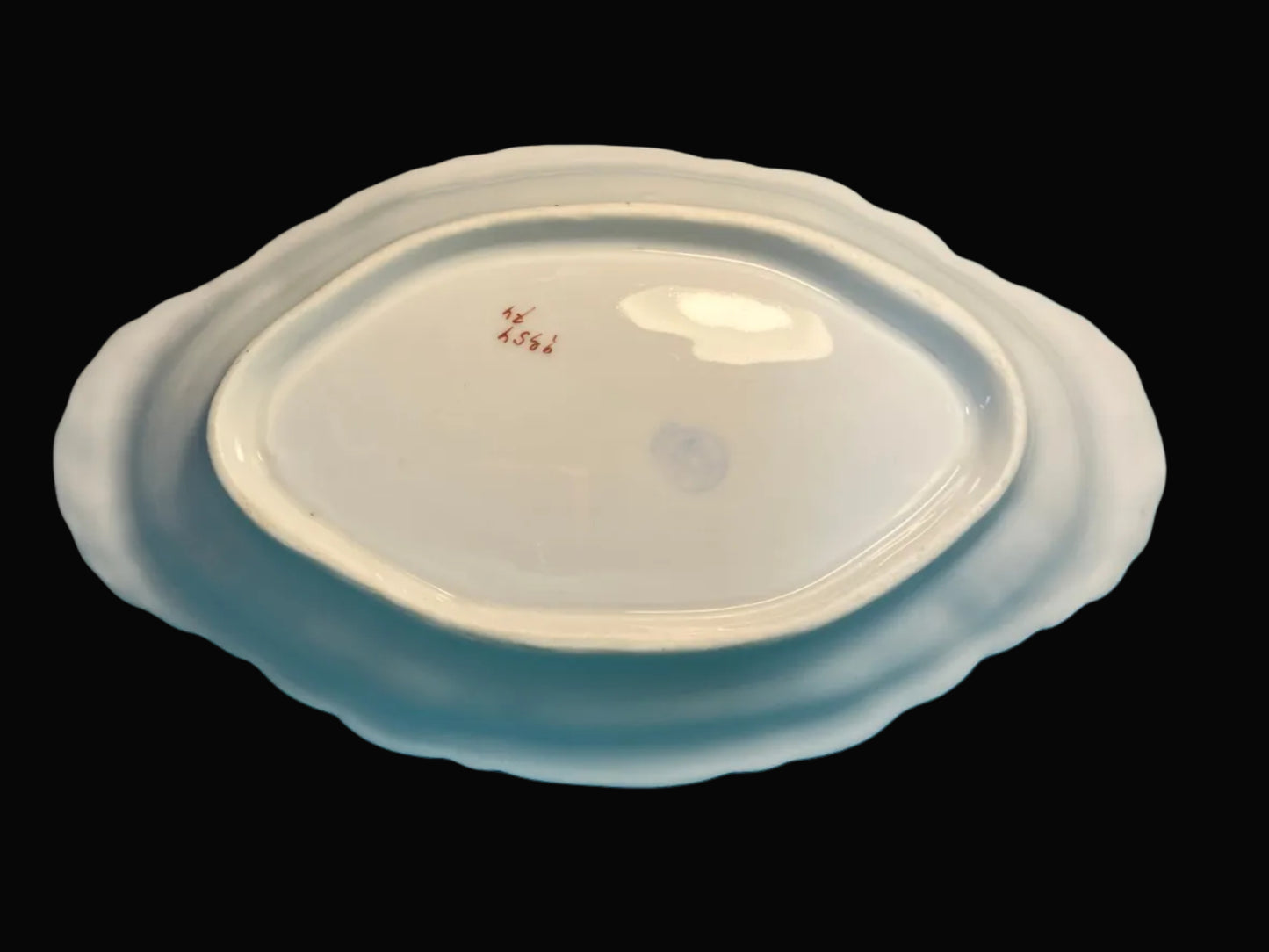 Antique LS&S Carlsbad Austria Porcelain Dish, L. Straus & Sons Importer, Scalloped Floral Serving Dish, Cottage Style China, 9 Inch Dish