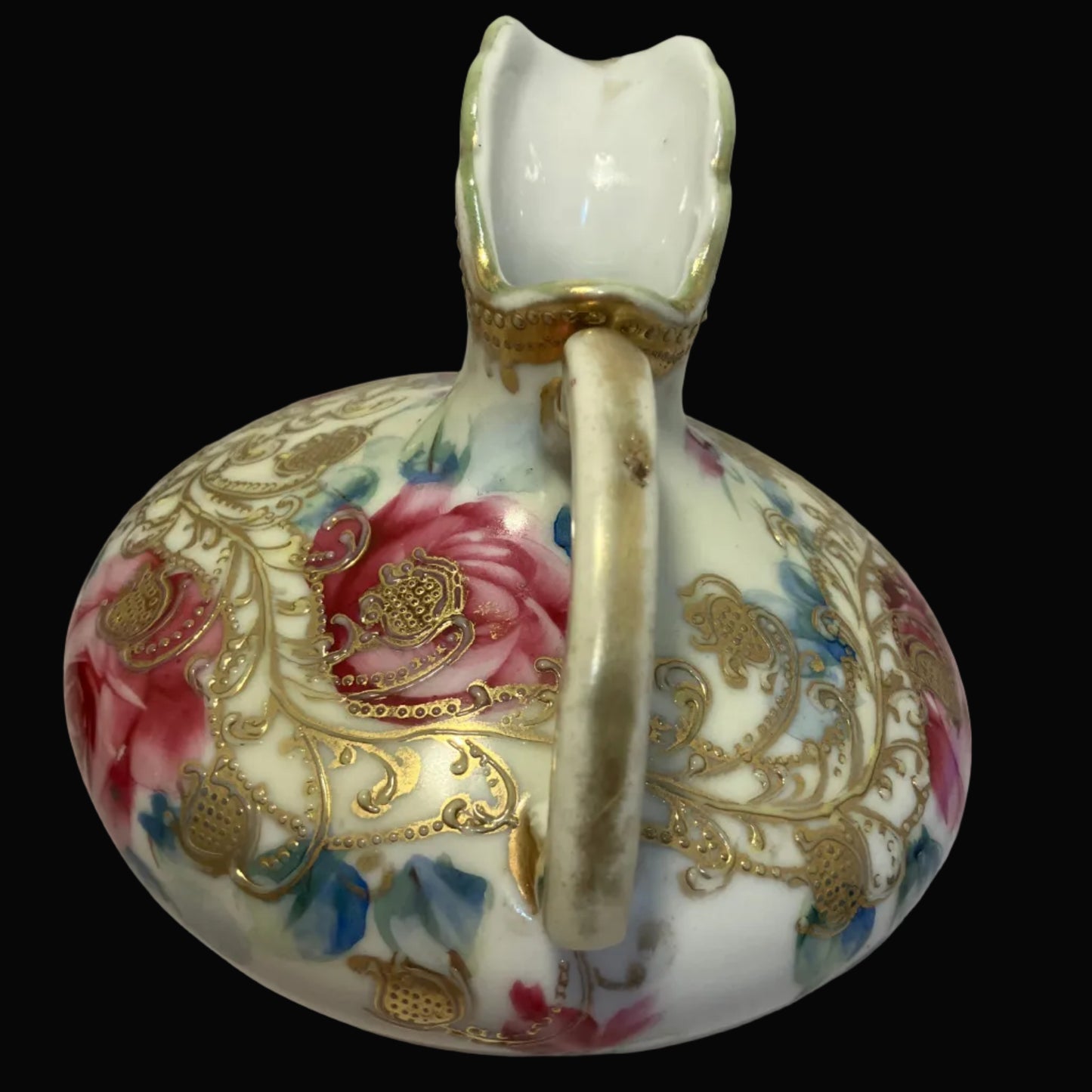 Antique Nippon Moriage Porcelain Ewer — Hand Painted Roses