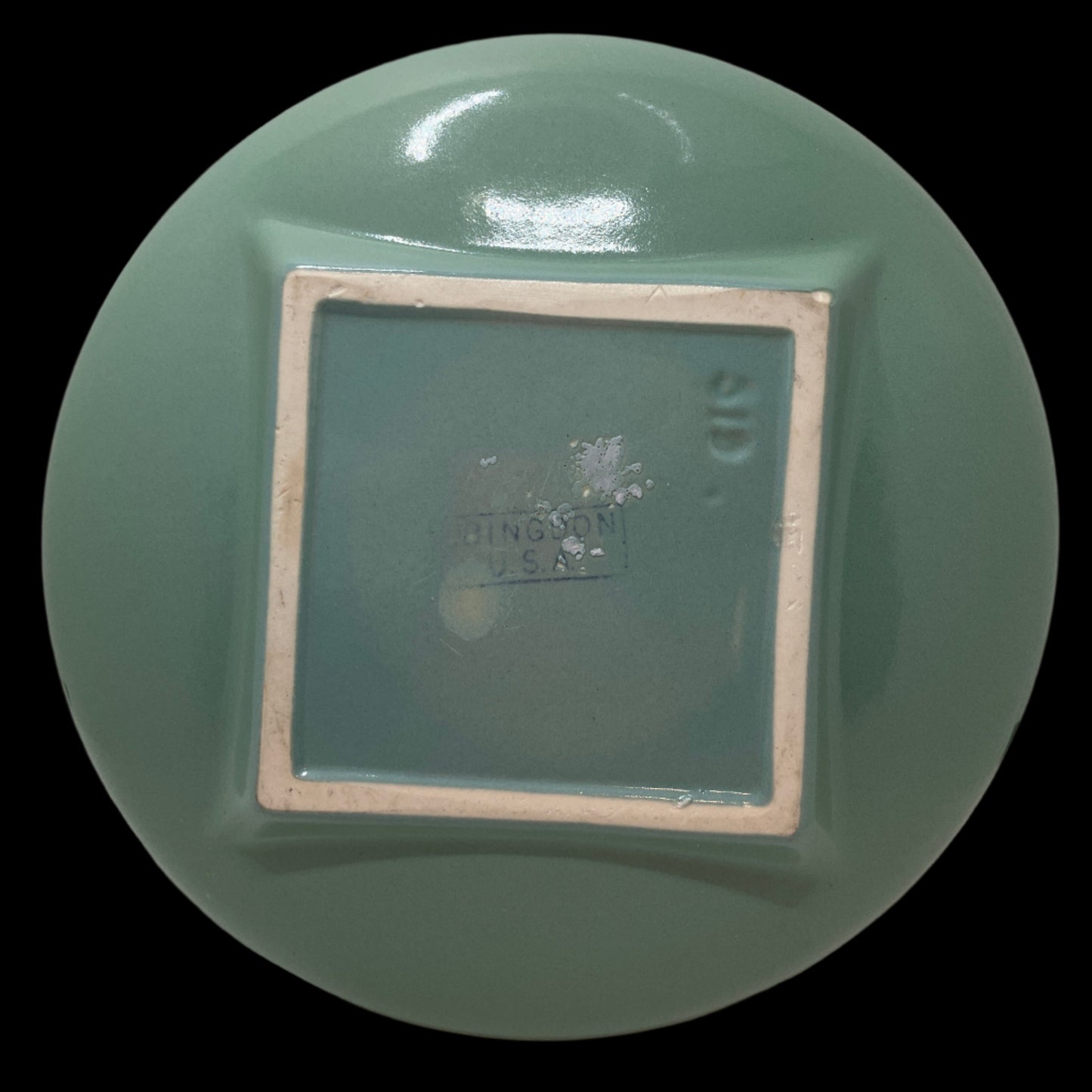 Vintage Abingdon Mid-Century Round Bowl – Teal Porcelain (1940s)