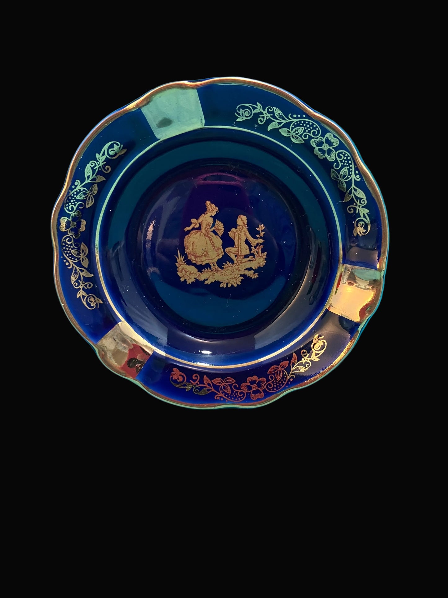 Vintage Limoges Ashtray – Cobalt Blue & Gold