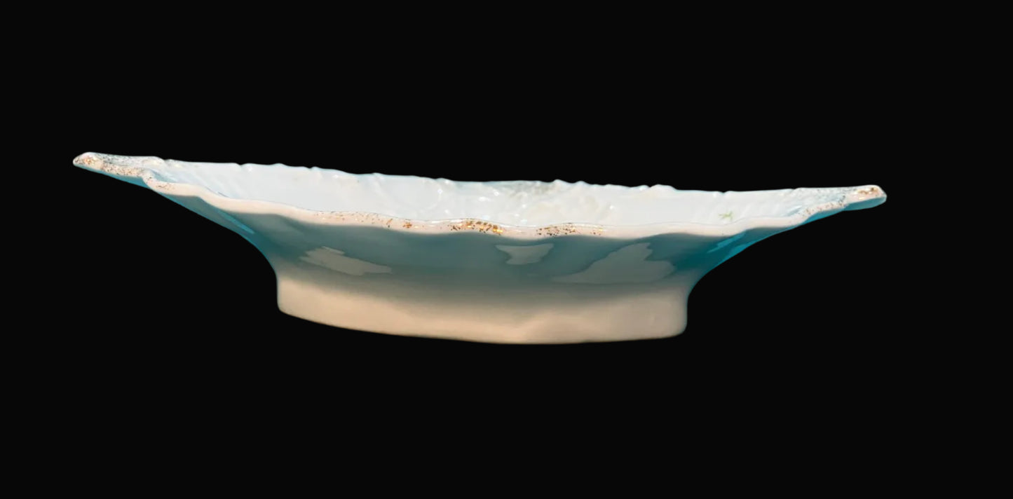Antique Carlsbad Fan-Shaped Porcelain Dish