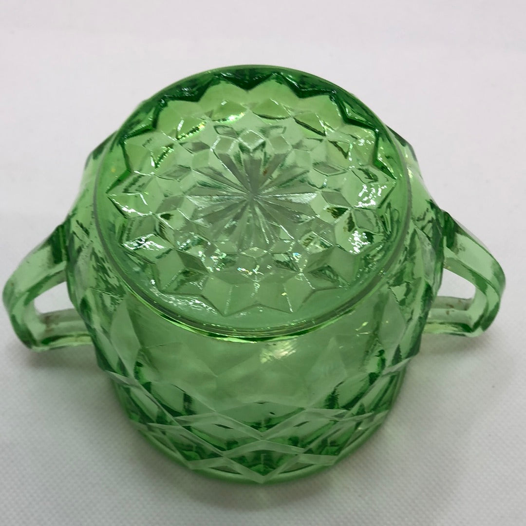 Uranium Green Glass Sugar Bowl