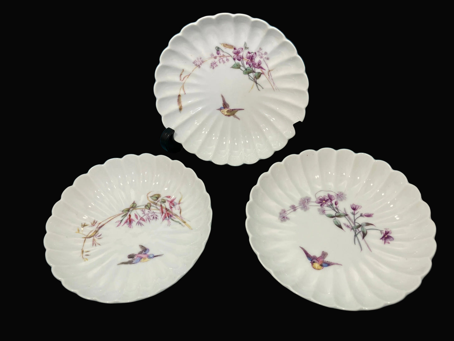 Antique Limoges Berry Bowls Set of 3 - Hand Painted Birds & Flowers |
