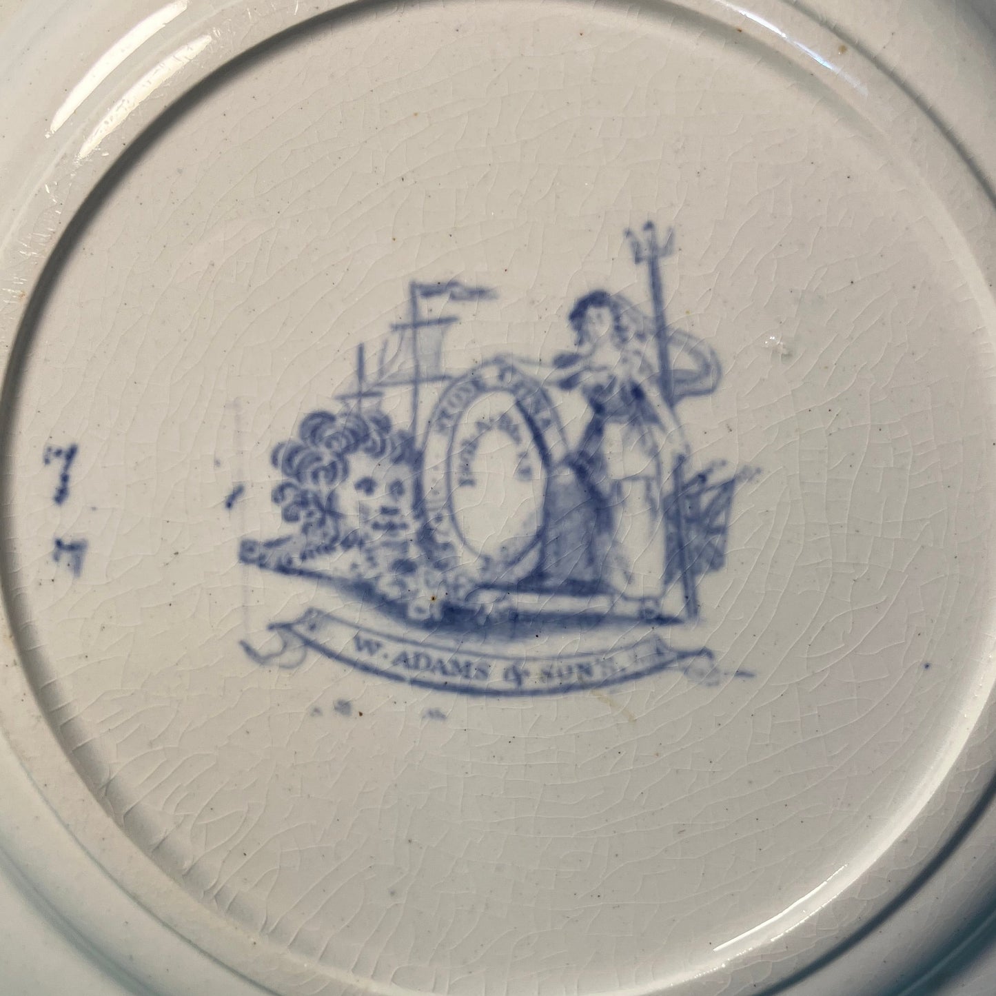 Very Rare Antique W. Adams & Sons “Isola Blue” Dessert Plate