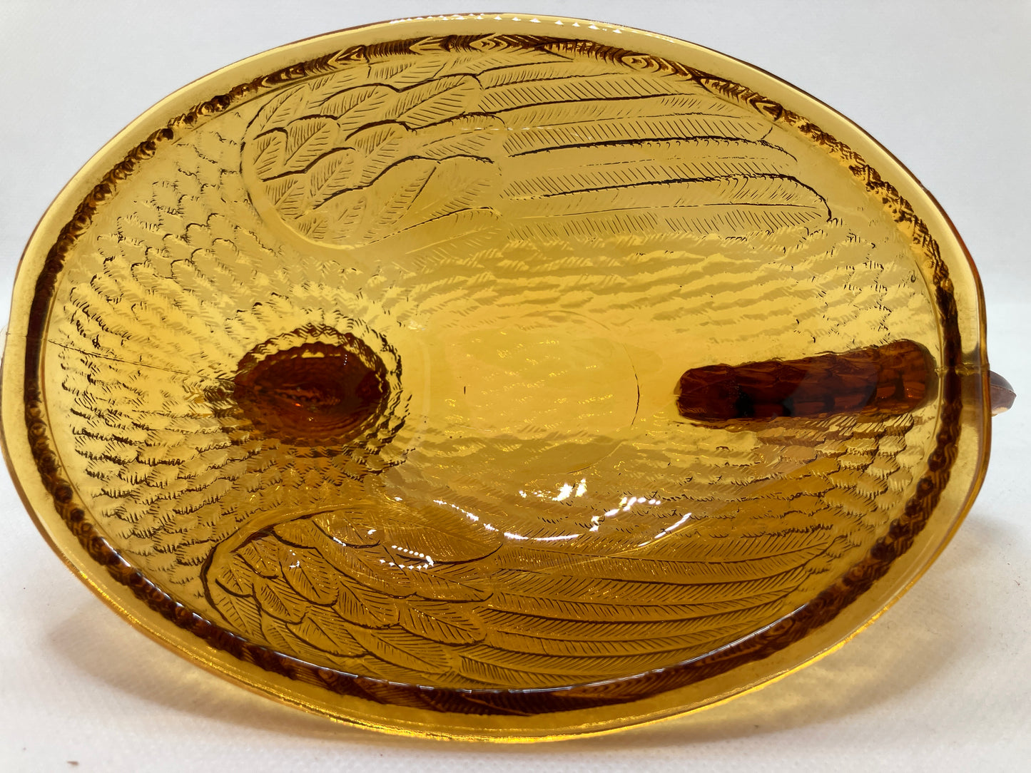 Vintage Amber Glass Dish - Hen on Nest