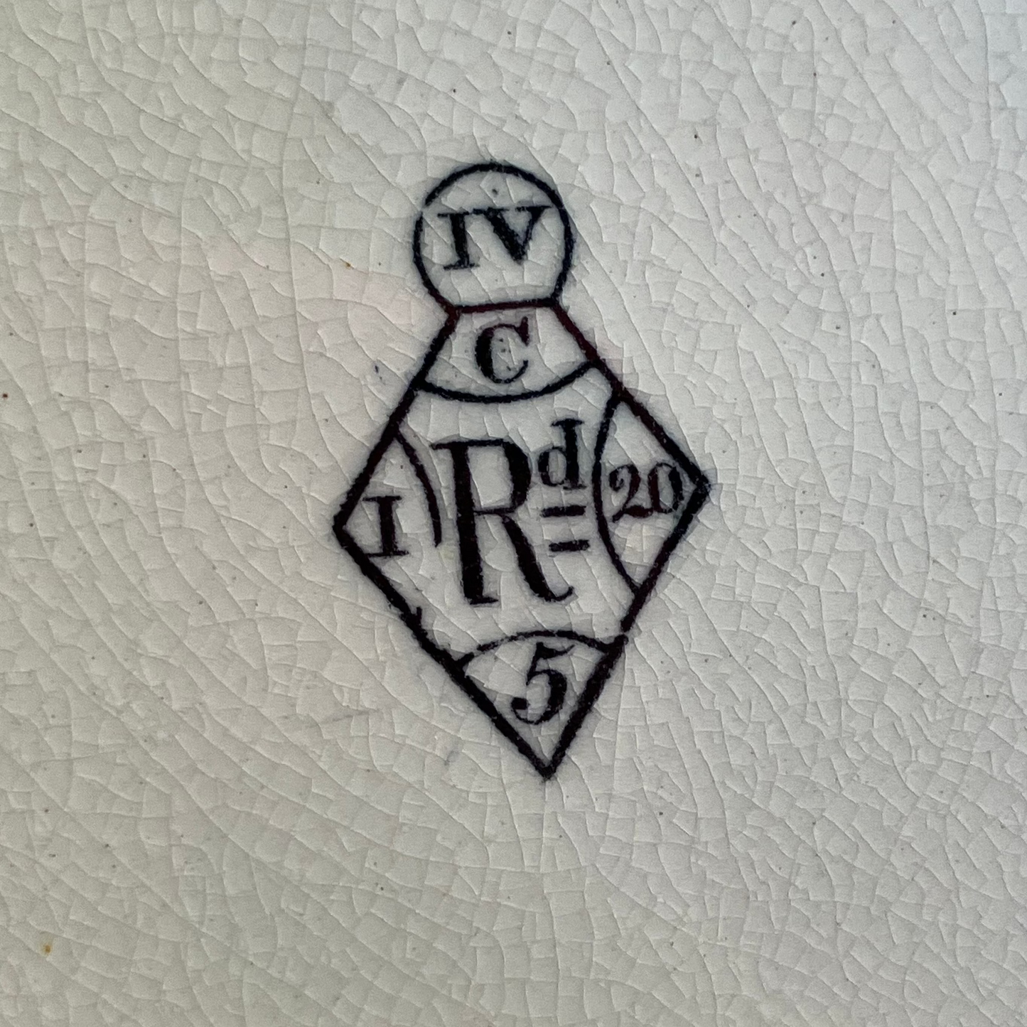 19th Century English porcelain registration mark on antique bowl