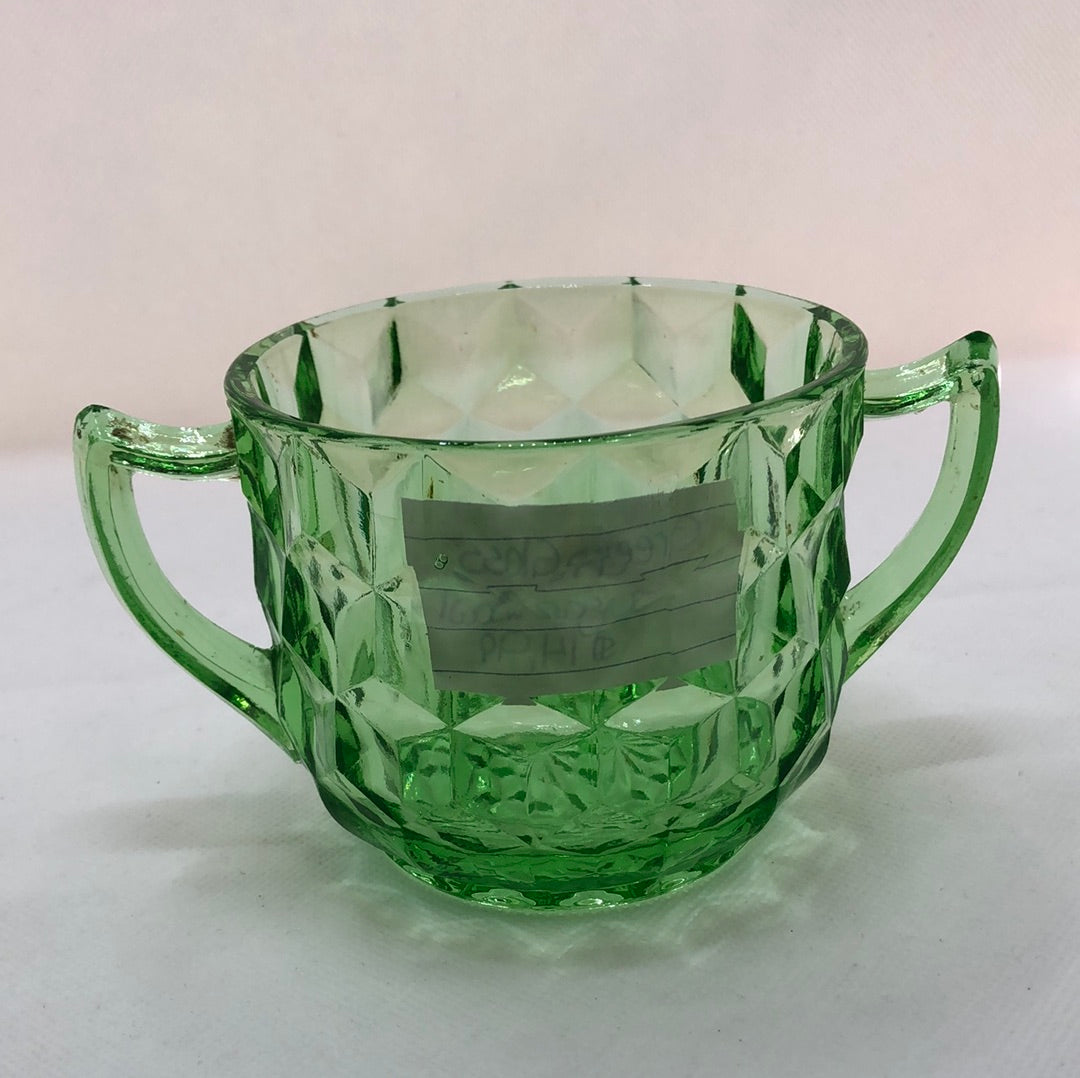 Uranium Green Glass Sugar Bowl