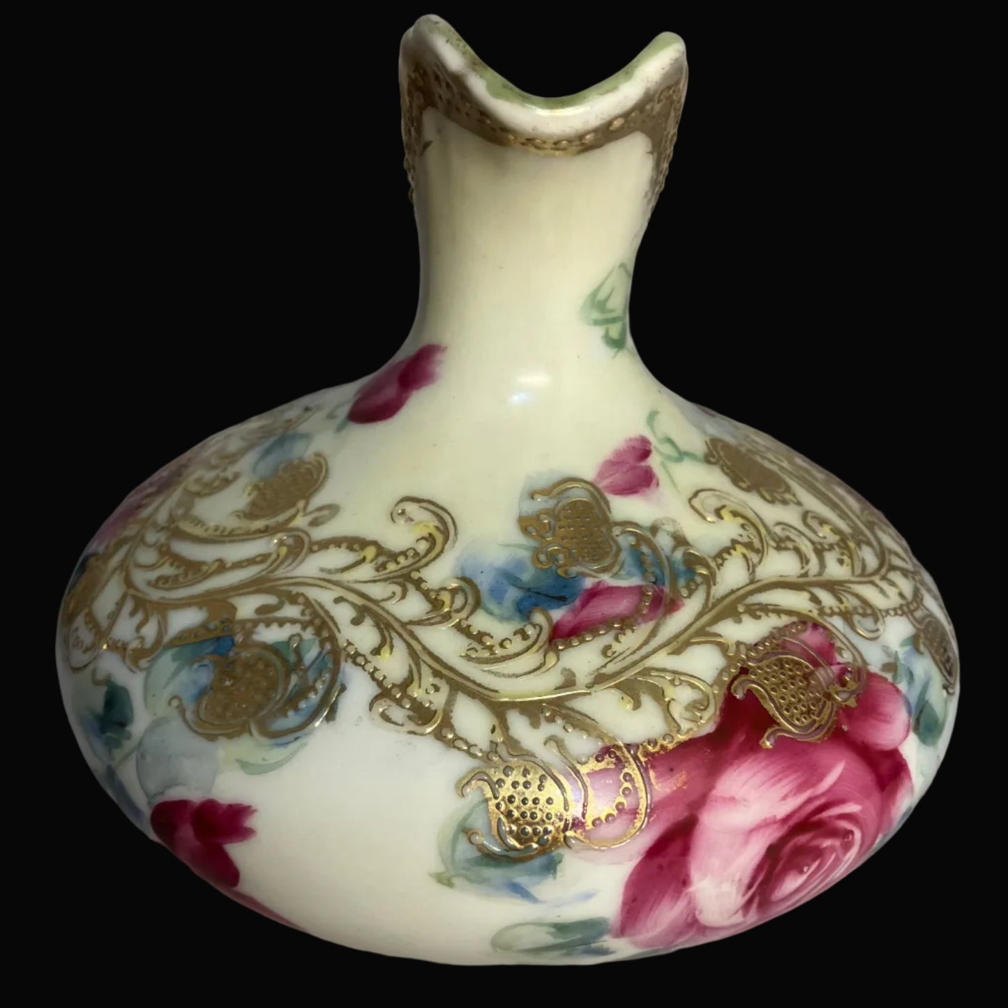 Antique Nippon Moriage Porcelain Ewer — Hand Painted Roses