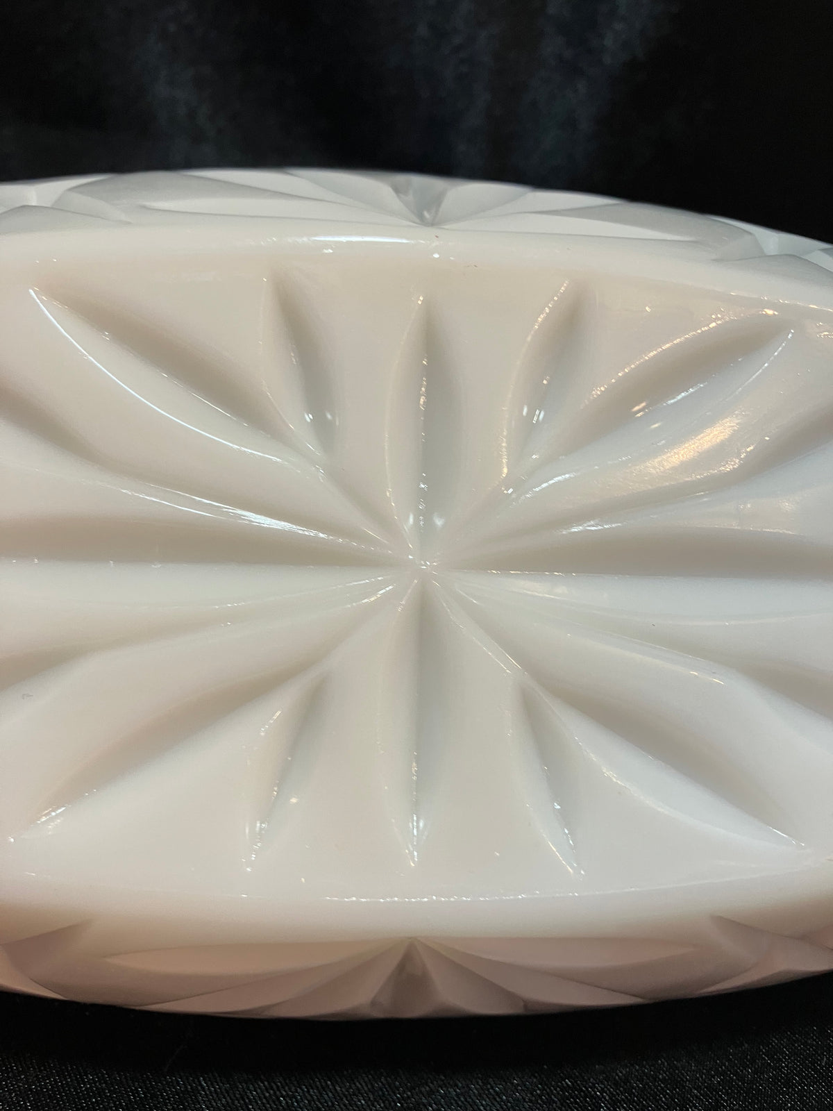 Vintage Hazel Atlas Pineapple Cut Milk Glass Celery Dish Platonite White Glass Mid Century Rectangular Serving Dish Trinket Tray 9.5 Inch