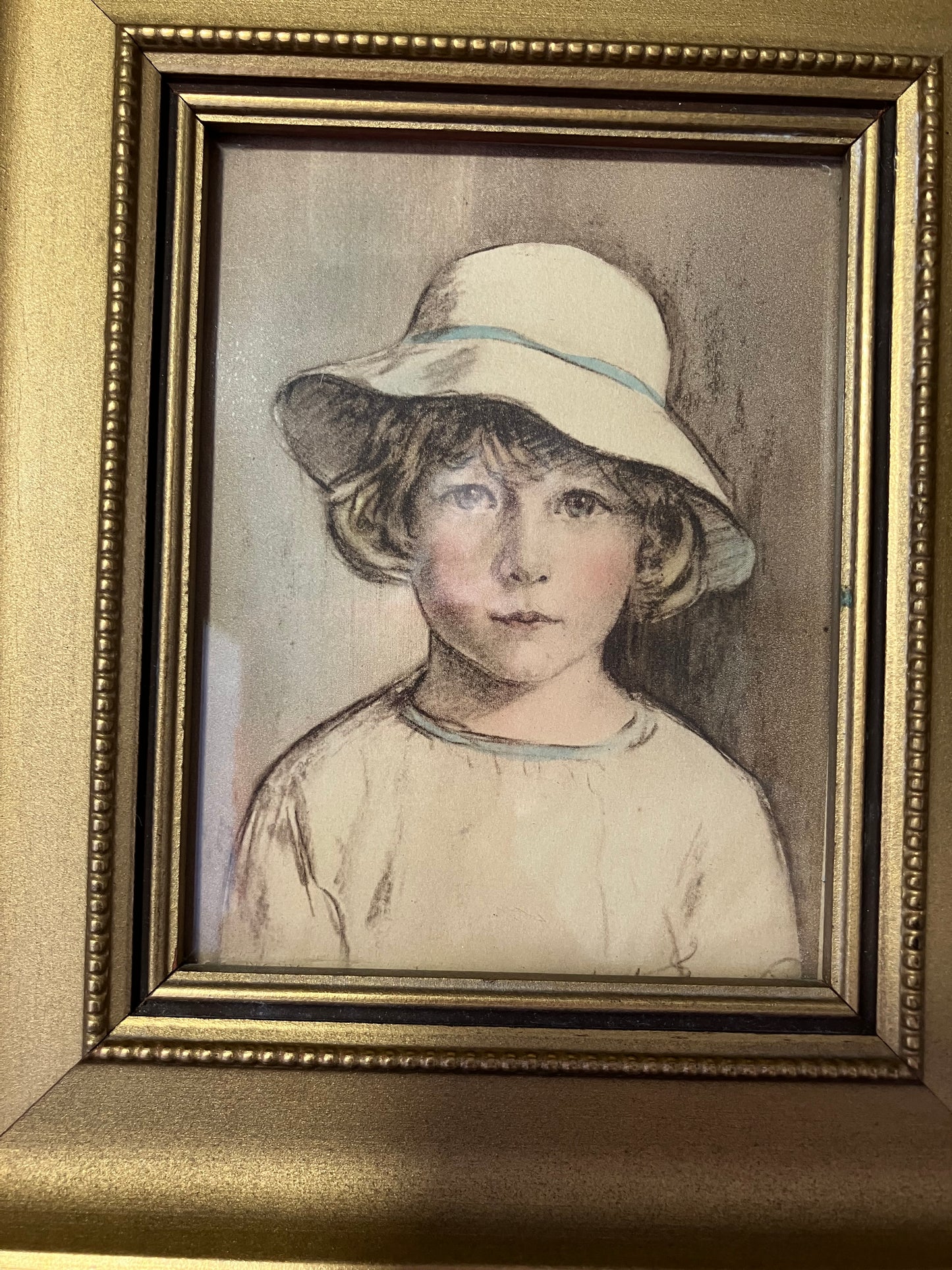 Vintage Arthur Garratt Portrait Prints — Boy & Girl, 1930s–1940s, Gilded Frames
