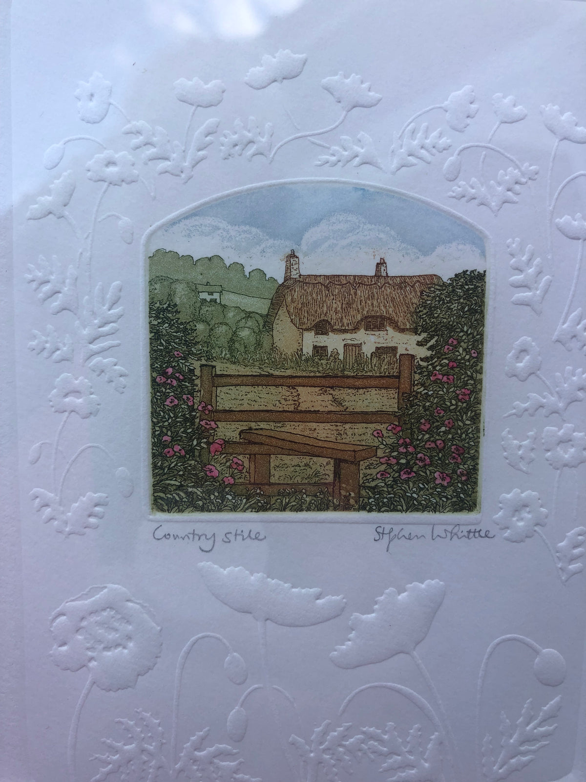 Vintage Stephen Whittle Country Stile Etching Signed Cottage Art Print Embossed Detail Wooden Framed