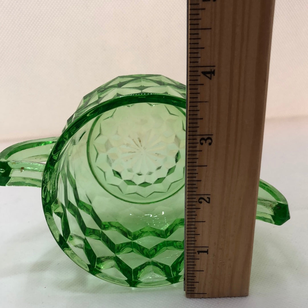 Uranium Green Glass Sugar Bowl