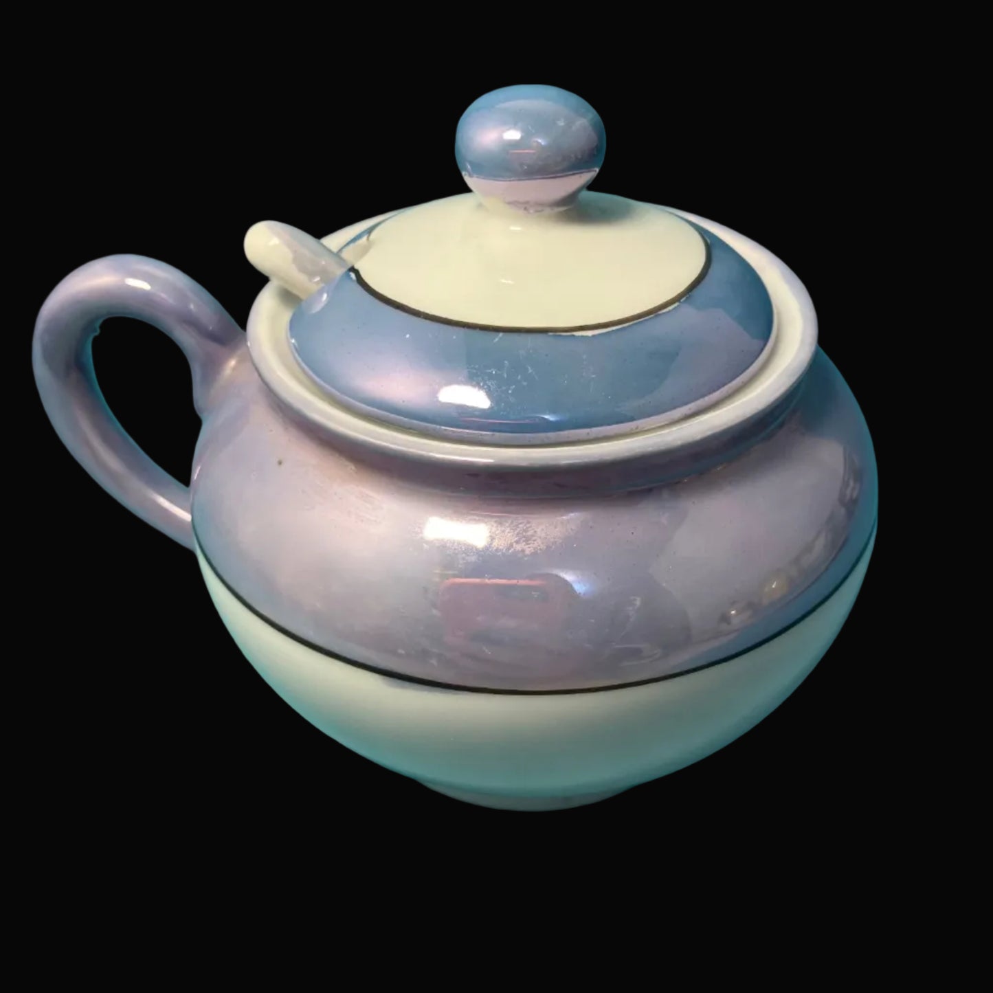 Vintage Noritake Lusterware Mustard Bowl with Lid & Spoon