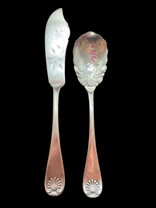 Antique Towle Silver plate Butter Knife and Sugar Spoon Set