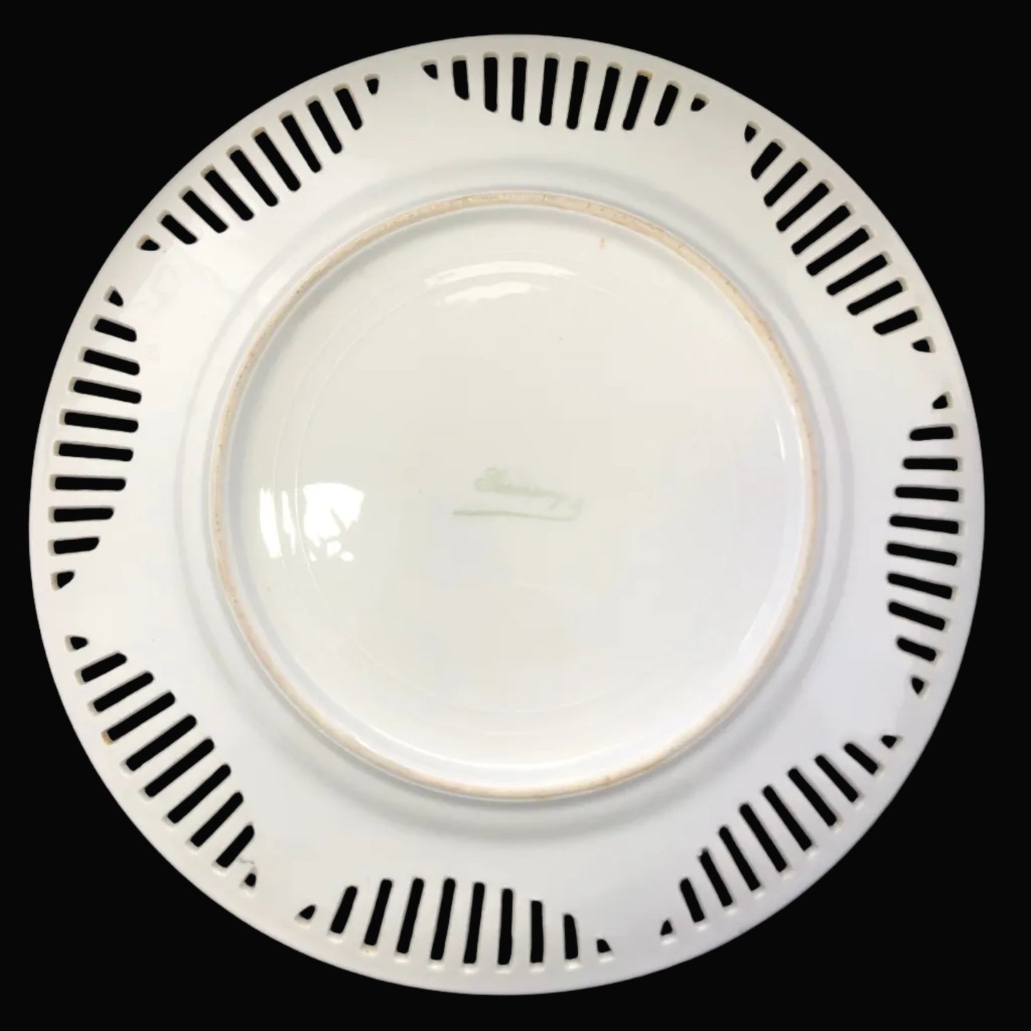 Antique German reticulated plate marked Germany in green