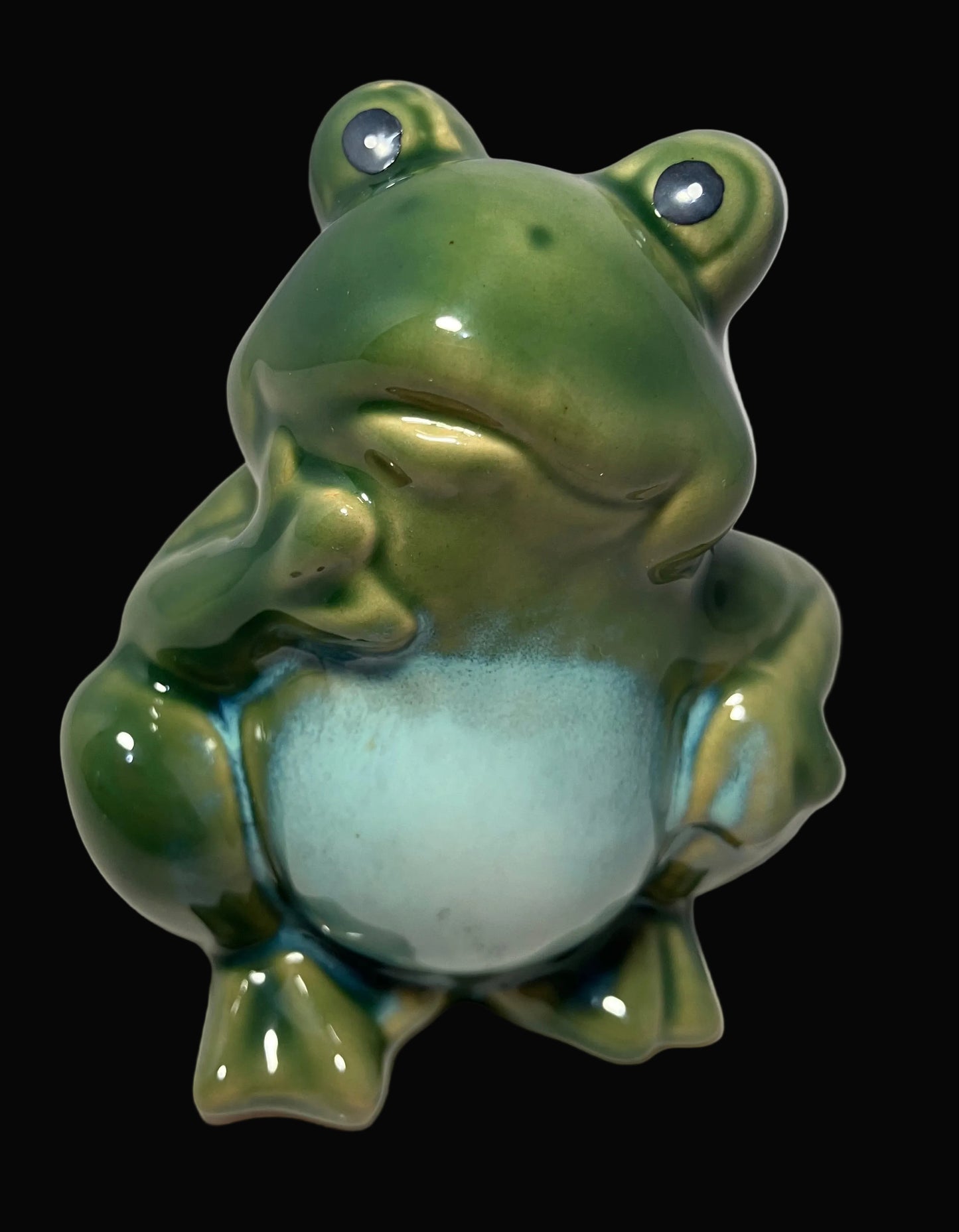 Vintage Ceramic Thinking Frog Figurine
