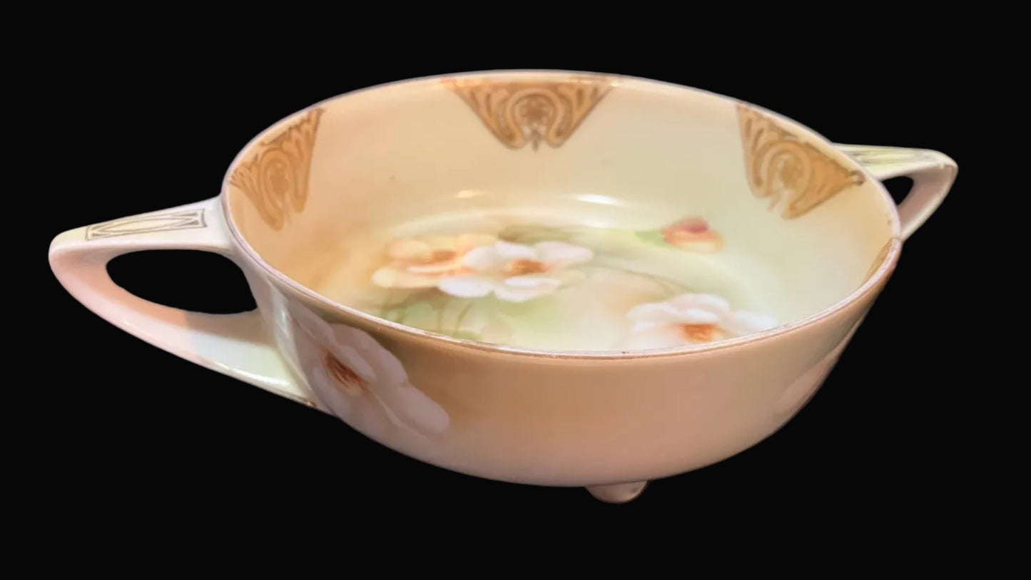 Antique RS Germany Trinket Dish - Art Nouveau Floral Porcelain