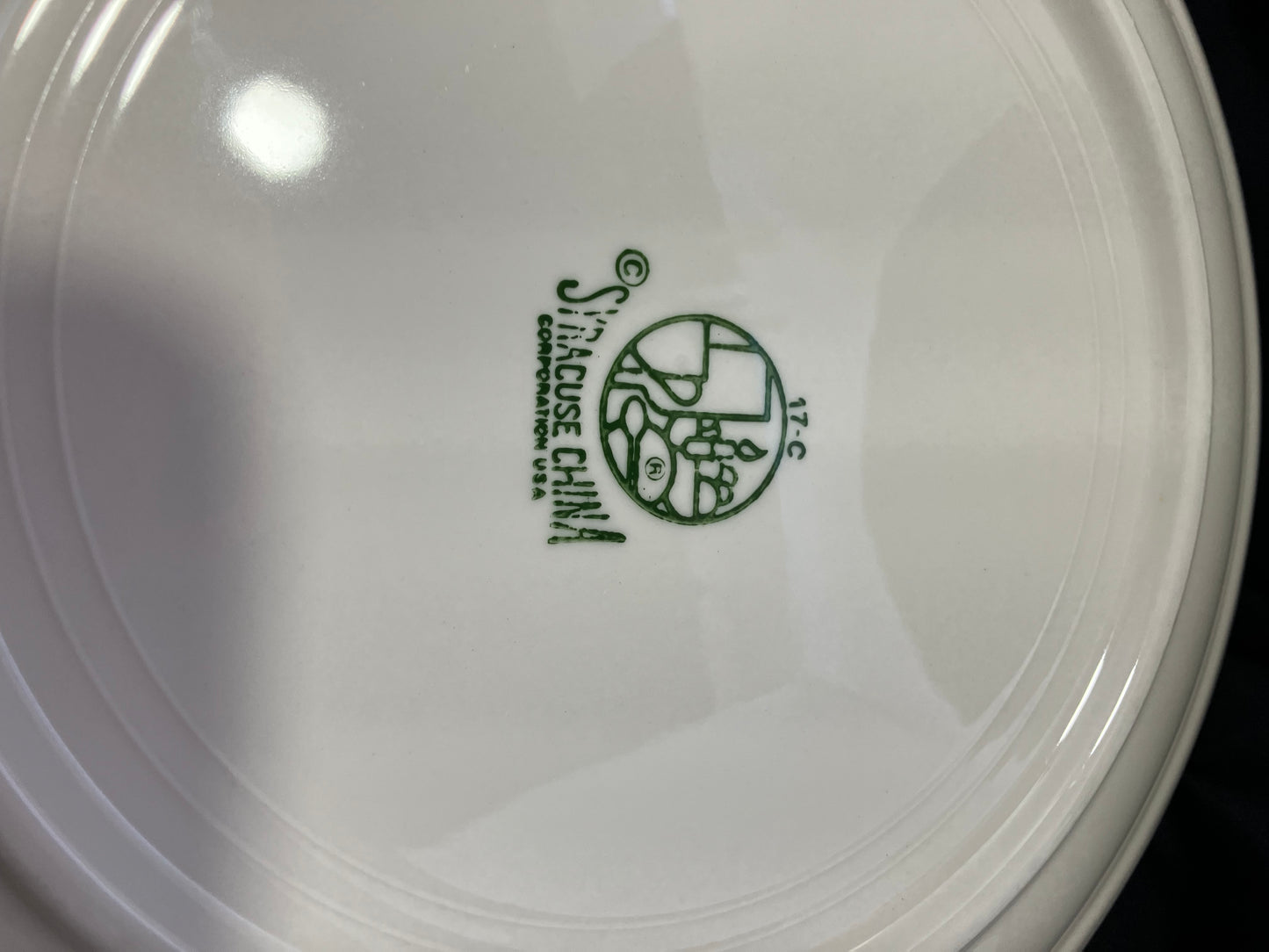 Vintage Syracuse China Restaurant Ware Dinner Plate, Pink Airbrushed Rim, Scalloped Edge
