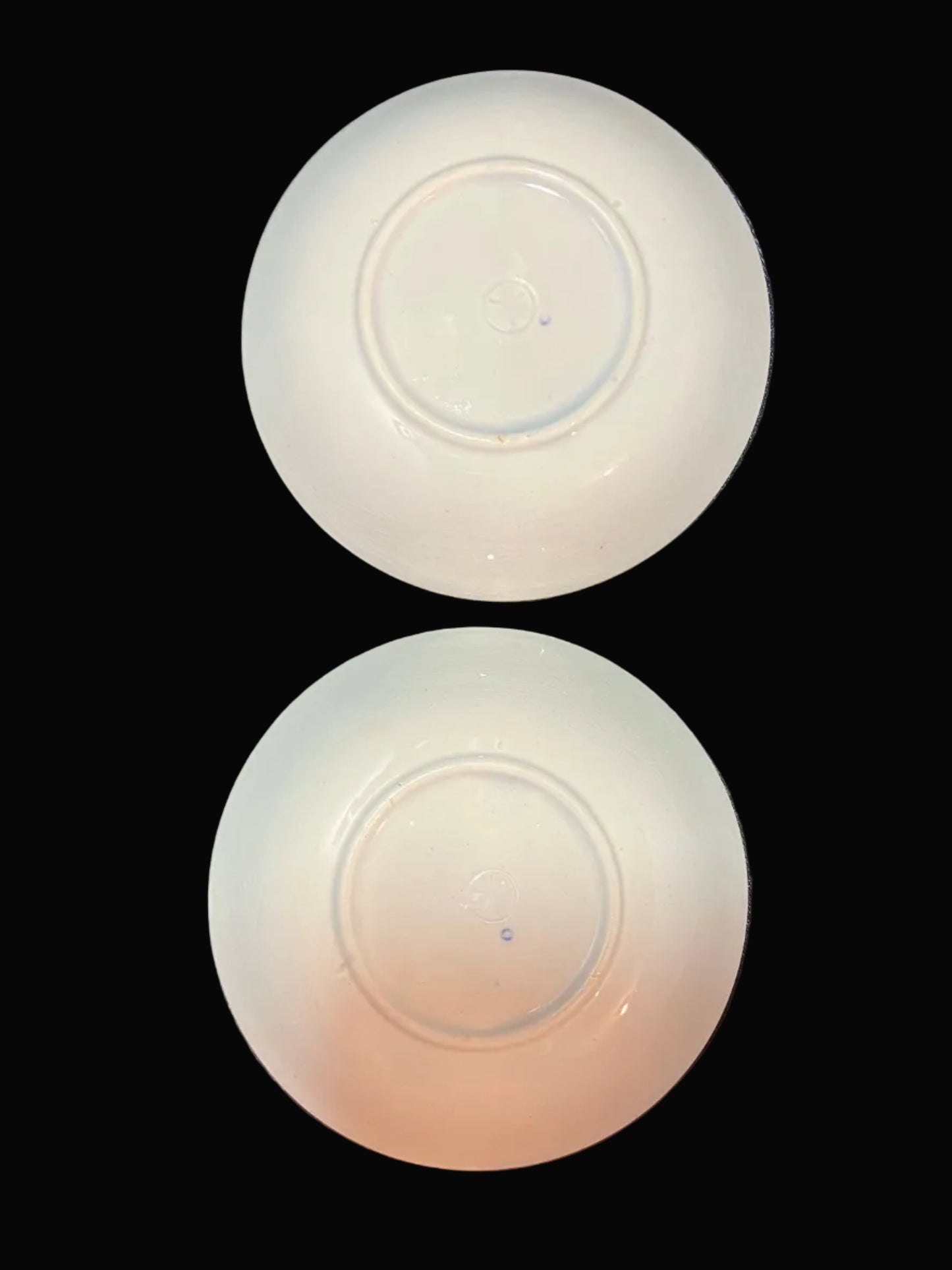 Antique Ontario Lake Pattern Porcelain Saucers – Set of 2 – Blue & White Transferware – Mid-1800s