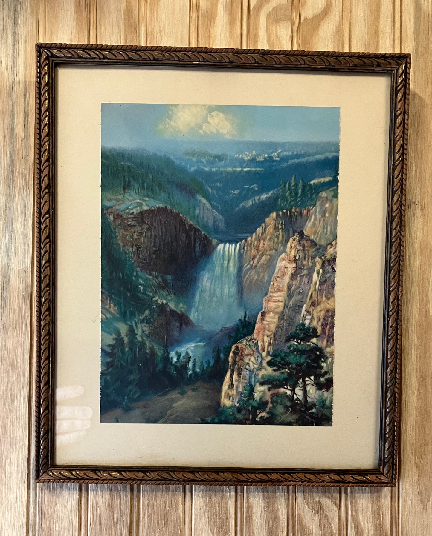 Vintage framed print of the Upper Falls at Yellow Stone