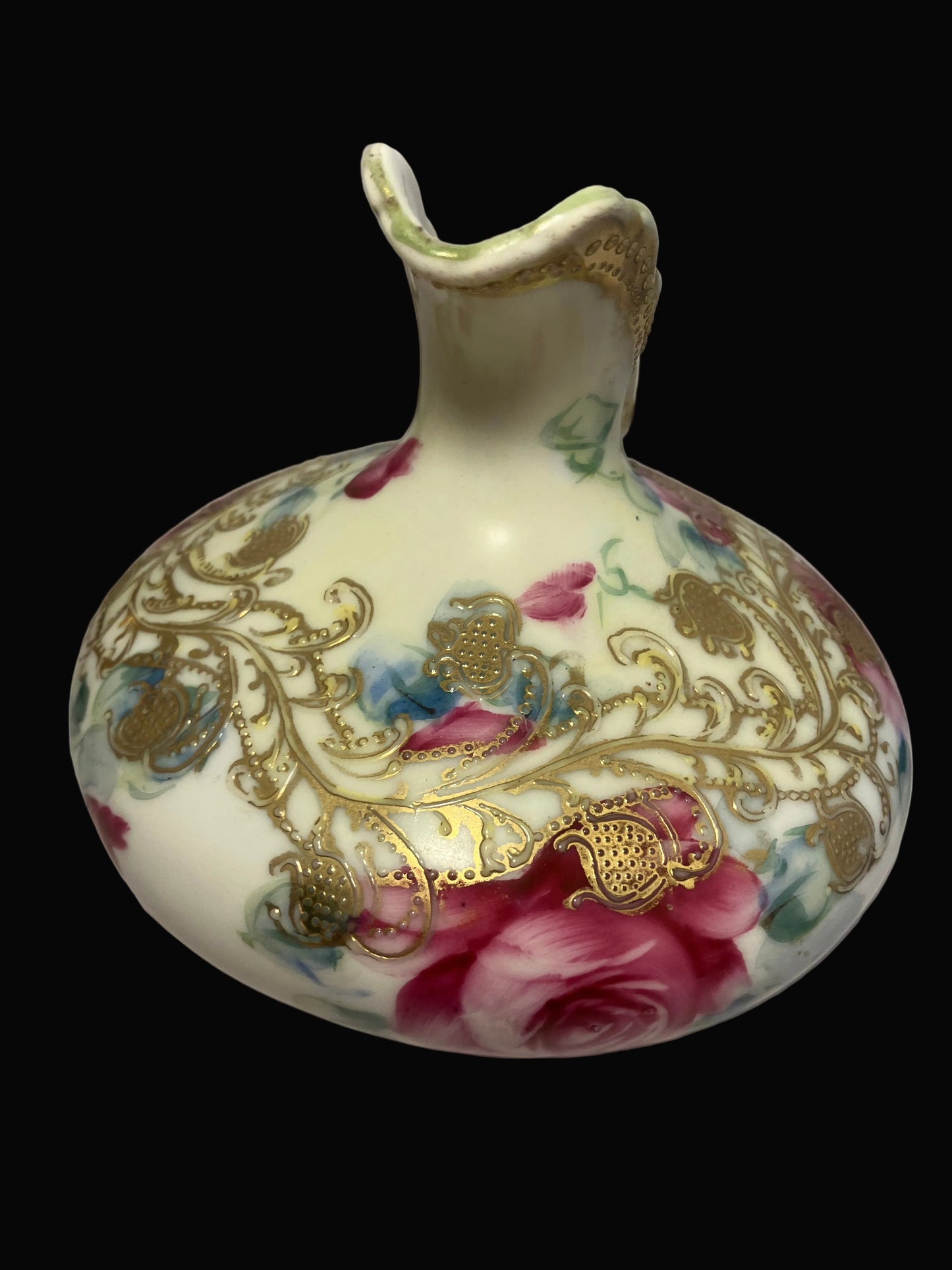 Antique Nippon Moriage Porcelain Ewer — Hand Painted Roses