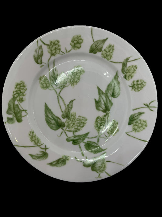 Antique Limoges Plate - Lewis Straus & Sons - Hops Design in Green - 8.5 Inches