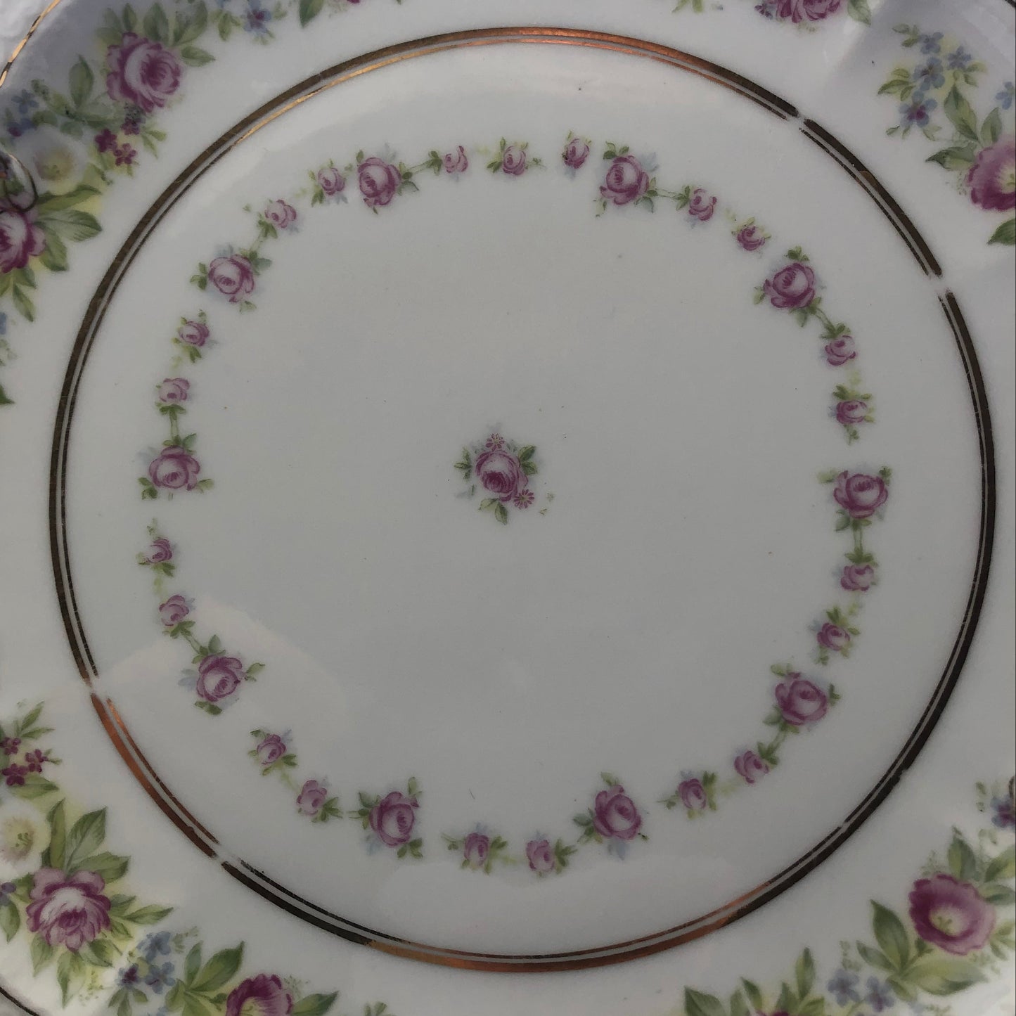 Antique Rosenthal RC Carmen Bavaria Cake Plate, Green & Roses Porcelain Serving Plate