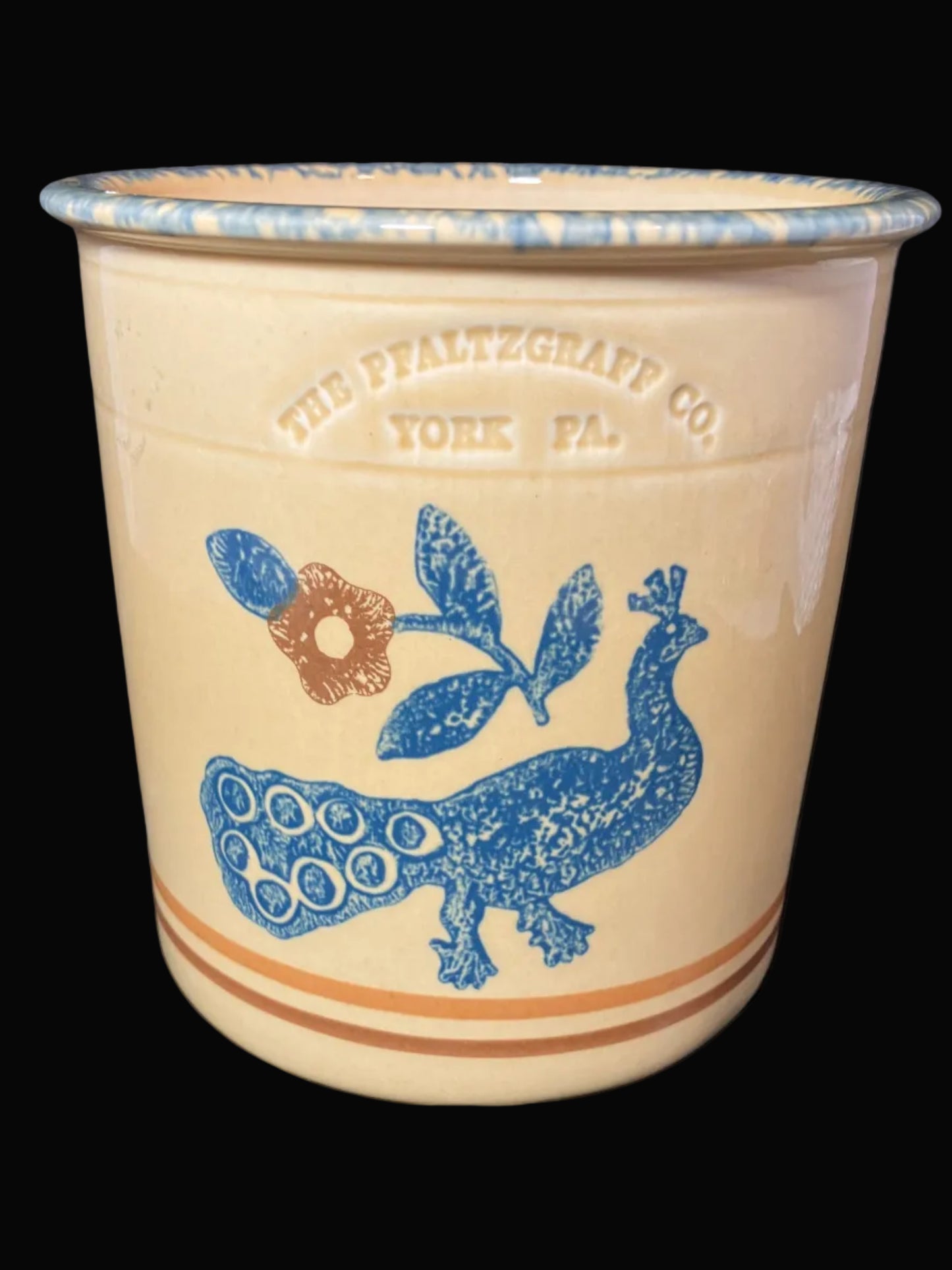 Vintage Pfaltzgraff Crock – American Museum Folk Art Collection – Peacock Floral Utensil Holder