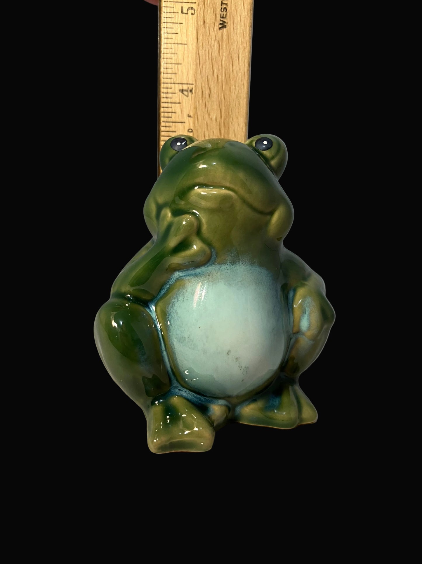 Vintage Ceramic Thinking Frog Figurine