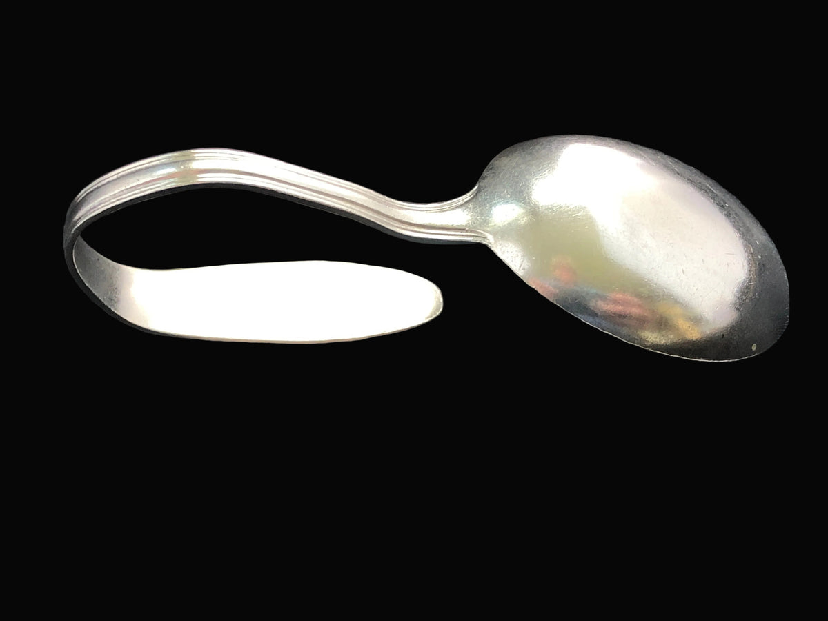 Antique Manchester Sterling Silver Baby Spoon – Leonore Pattern – Curved Handle