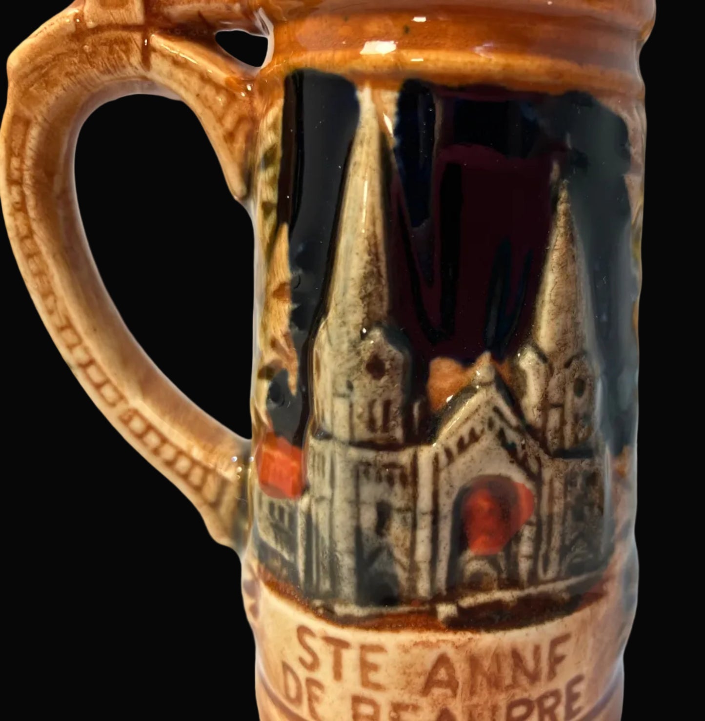 Vintage Sanyo Japan Chateau Frontenac Salt and Pepper Shakers, German Beer Stein Shape, Ceramic Souvenir Set, Mid Century Kitchen Decor