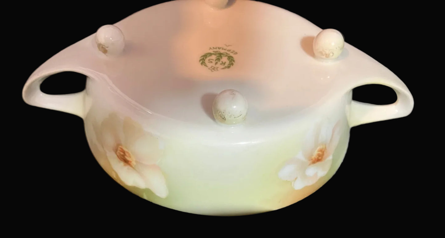 Antique RS Germany Trinket Dish - Art Nouveau Floral Porcelain