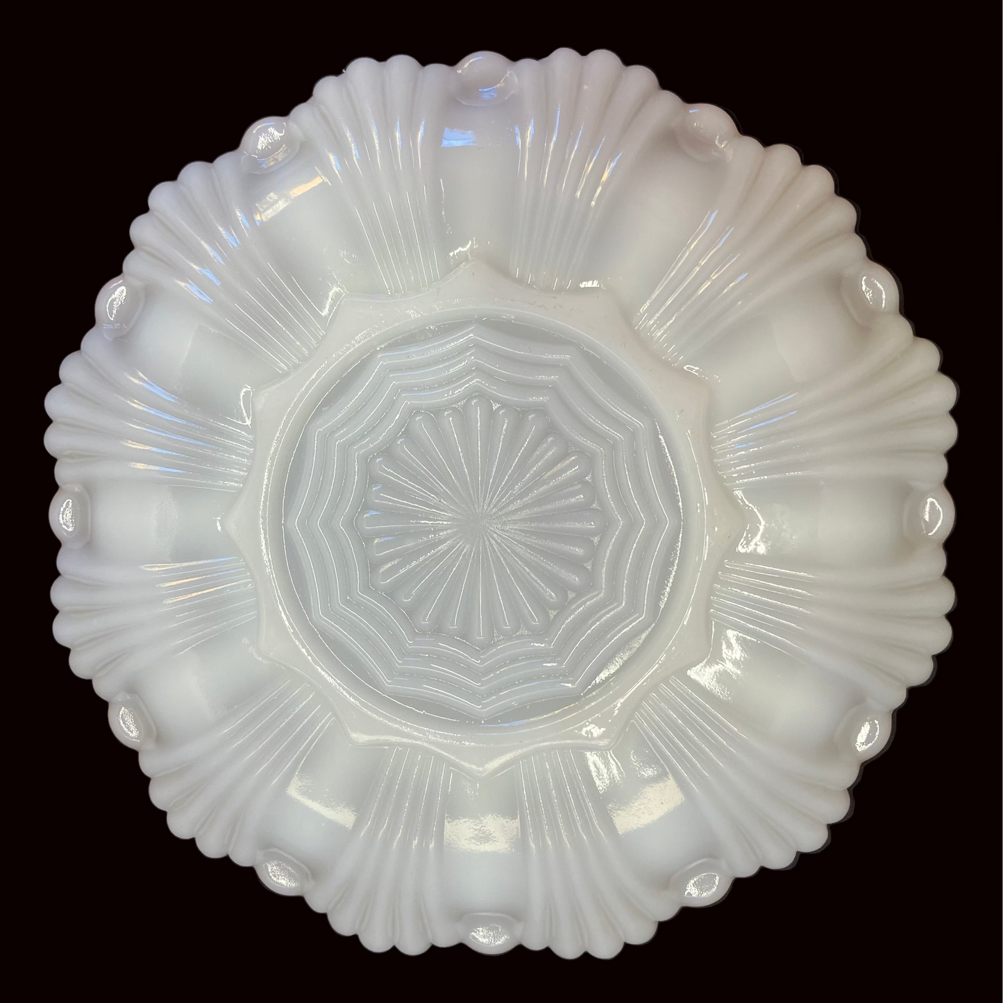 Vintage Mid-Century Anchor Hocking Milk Glass Deviled Egg Plate
