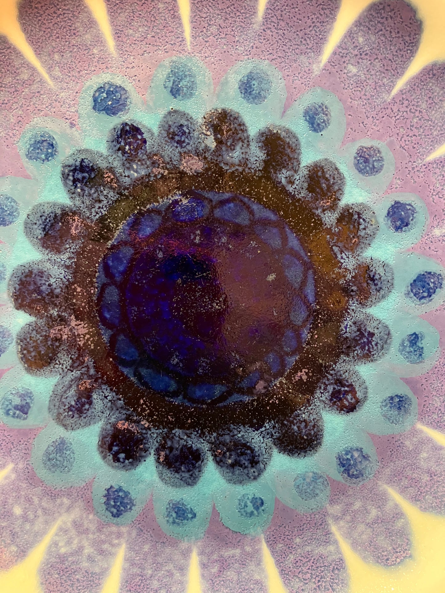 Vintage Arabia Finland Glow Plate Mid Century Modern Blue Flower Purple Lavender Finnish Pottery Salad Side