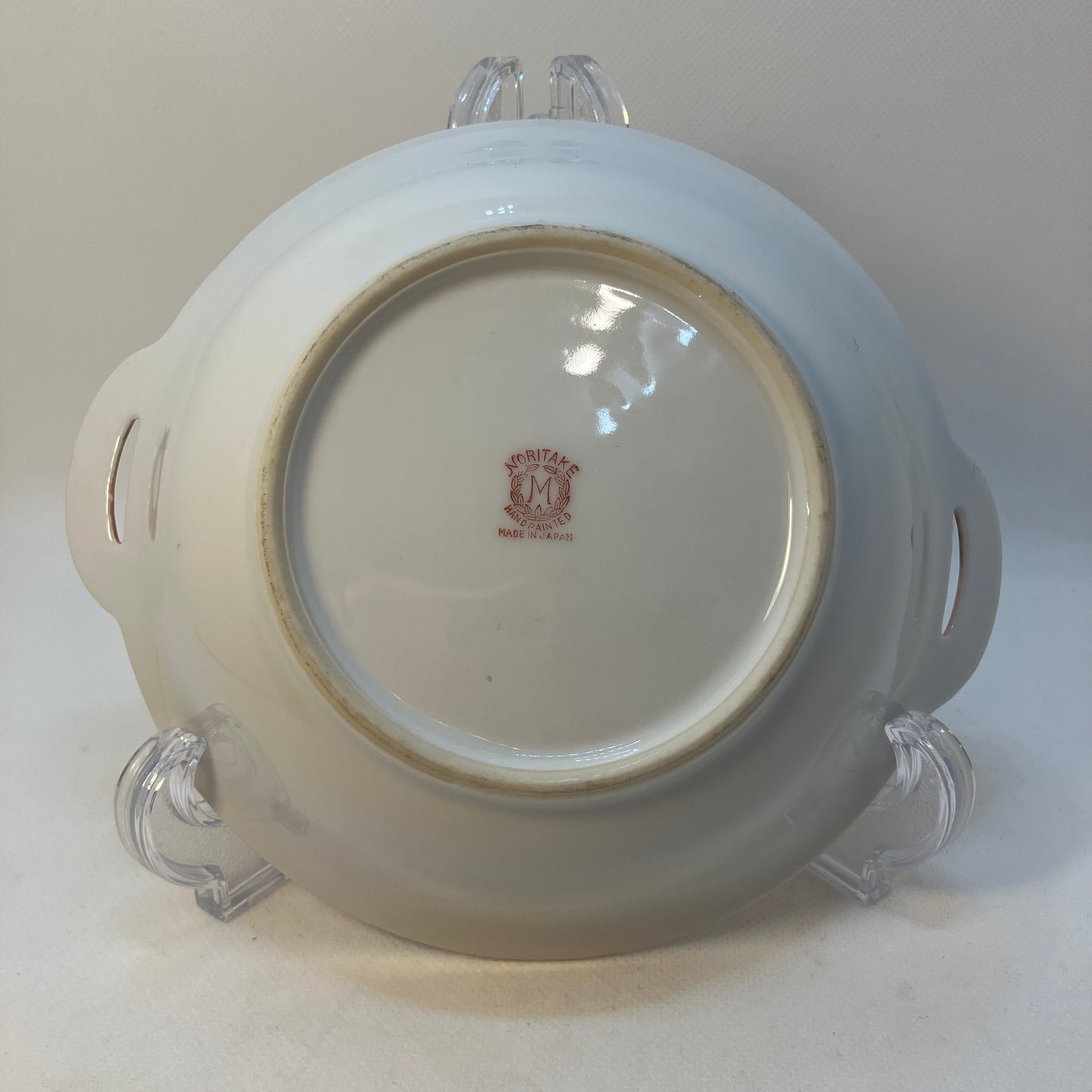 Vintage Noritake Hand-Painted Bowl with Handles and Sunset Lake Scene