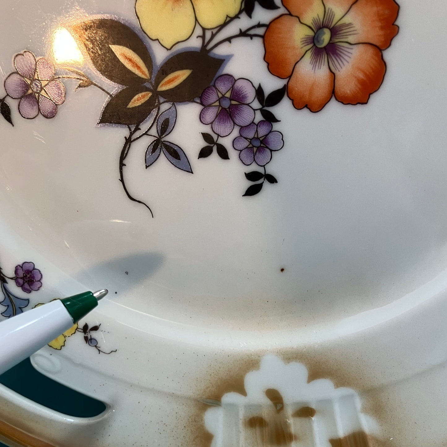 Vintage German Porcelain Dessert Plate with Handles – Antique Floral Serving Plate