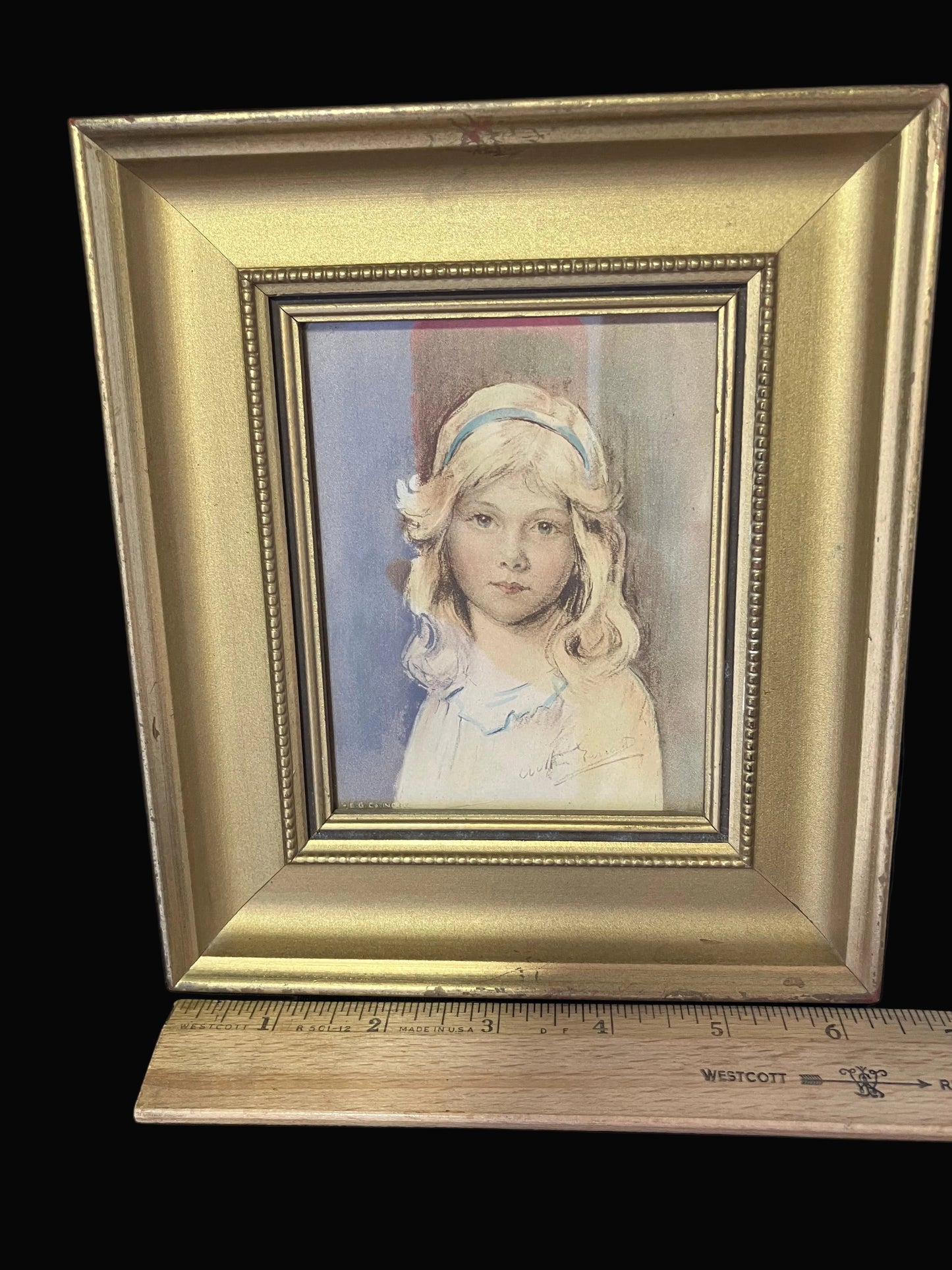 Vintage Arthur Garratt Portrait Prints — Boy & Girl, 1930s–1940s, Gilded Frames