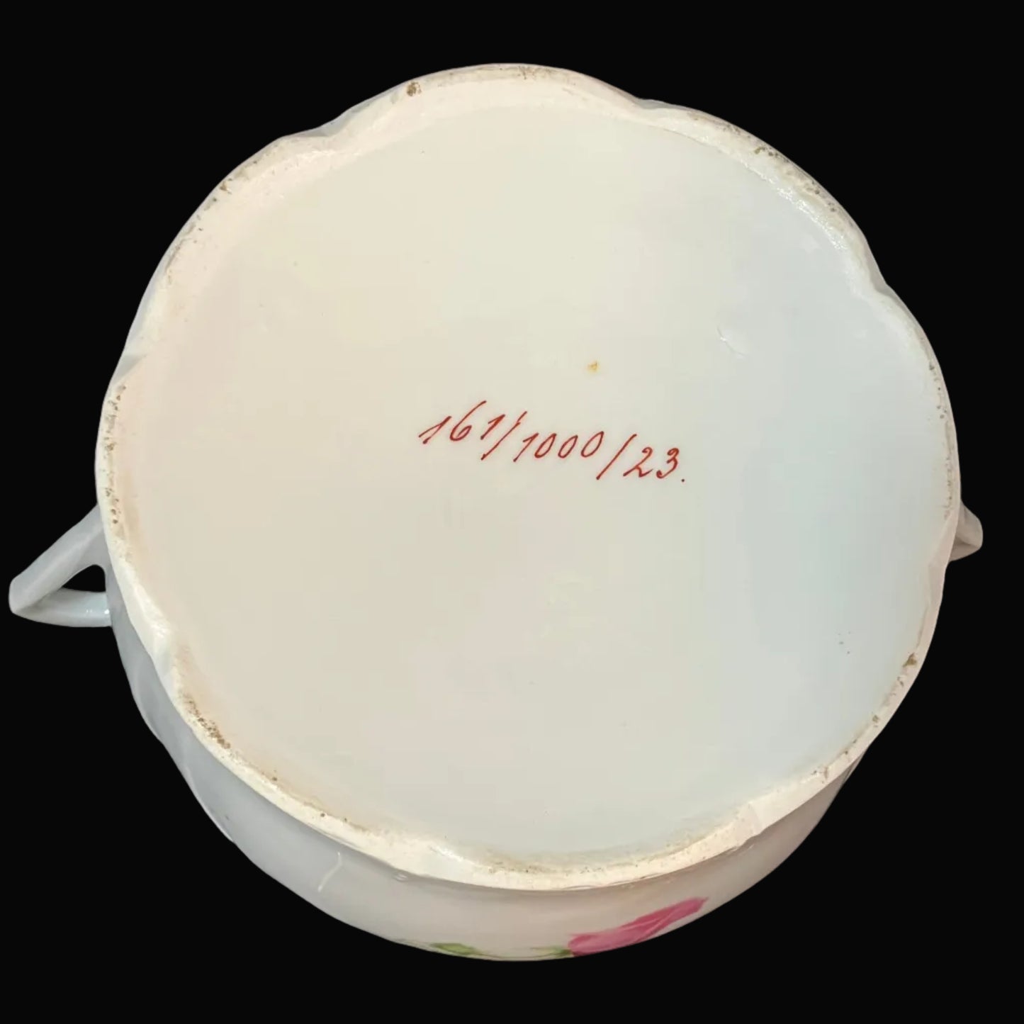 Antique Victorian Sugar Bowl with Lid – German Style Porcelain – Rose Floral Design